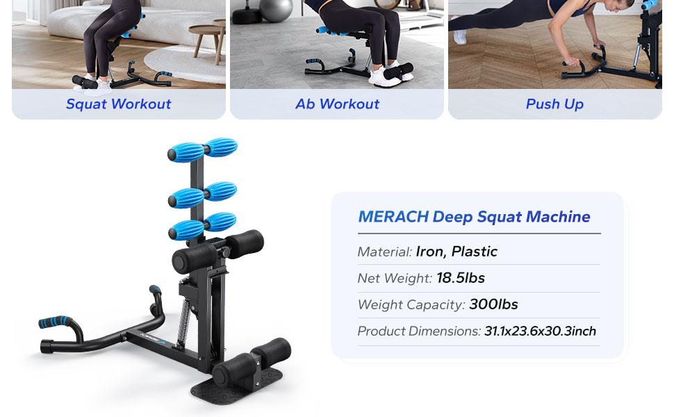 Merach Deep Squat Machine, Adjustable Glutes workout for Home Gym Workout Training, Sit Up Machine for Abs and Muscle Building,  Abdominal bench, Push Up Fitness Equipment SpringStatements