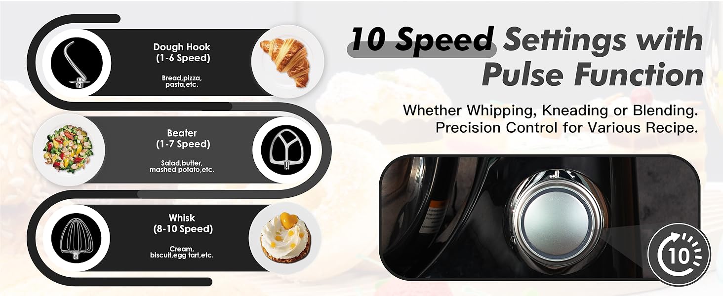 Stand Mixer, 10-Speed Kitchen Electric Mixer with Tilt-Head & Stainless Steel Bowl, Dough & Baking Mixer for Bread, Cakes & Cookies, Kitchen Gift