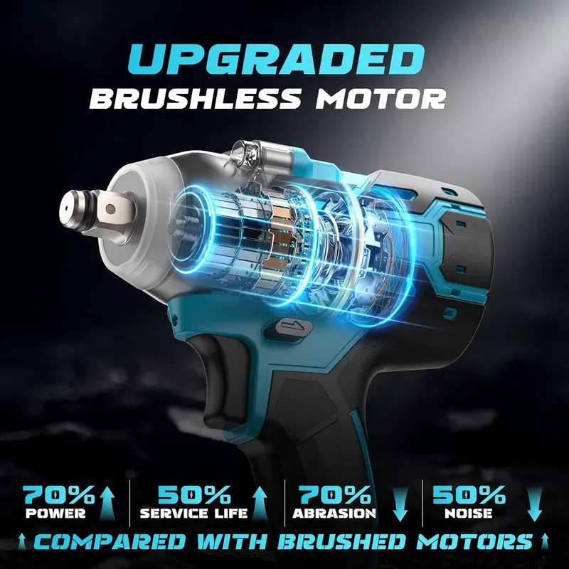 🌟🌟 Llave de impacto inalámbrica de alto torque de 1/2 pulgada con 2 baterías (Compra 1 y llévate 1 gratis)