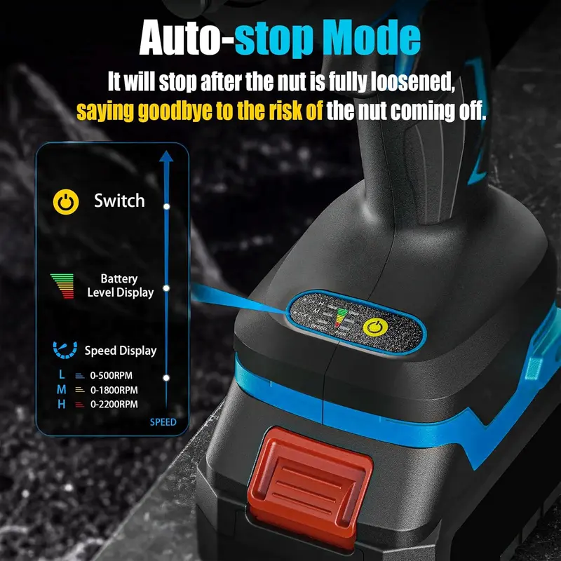 🌟🌟 Llave de impacto inalámbrica de alto torque de 1/2 pulgada con 2 baterías (Compra 1 y llévate 1 gratis)