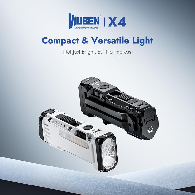 🔥Linterna recargable EDC WUBEN X4 con luz RGB — Minilinterna de 1500 lúmenes con interruptor táctico y base magnética — Linterna portátil IP68 con clip de bolsillo y carga USB-C
