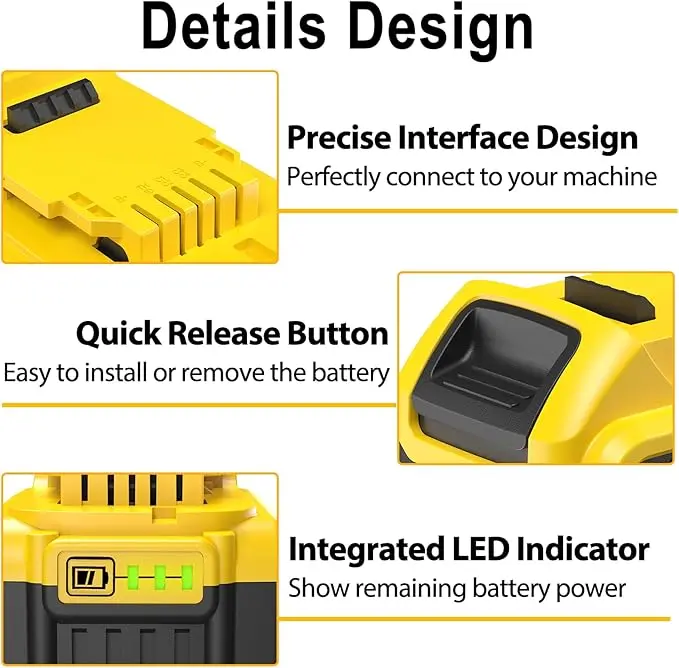 🔋 (Dewalt) Batería de repuesto 20V Max: Batería de iones de litio de 8.0 Ah — Compatible con las herramientas eléctricas inalámbricas de las series Dewalt DCB208, DCB200, DCB206, DCB205 y DCB204.