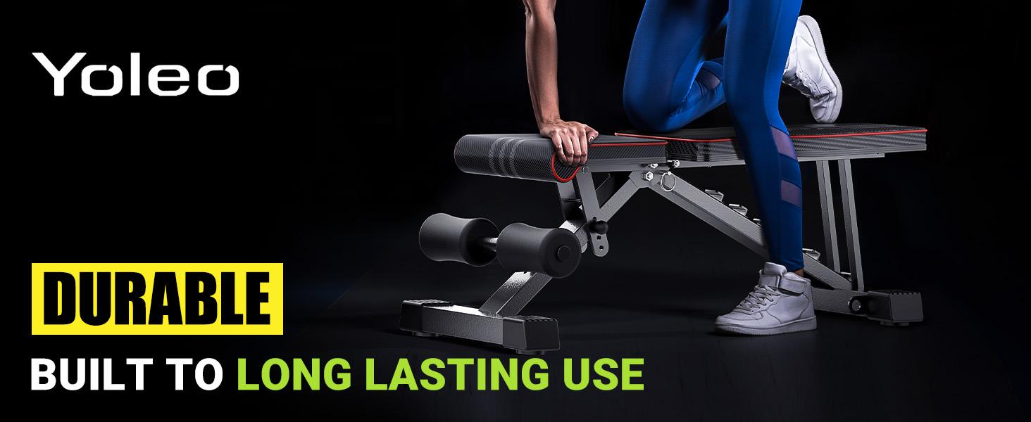 #SummerVibes Yoleo Adjustable Weight Bench, Foldable Workout Bench for Home Gym Full Body Workout Strength Training, Incline Decline Flat Utility Bench with Quick Adjustment