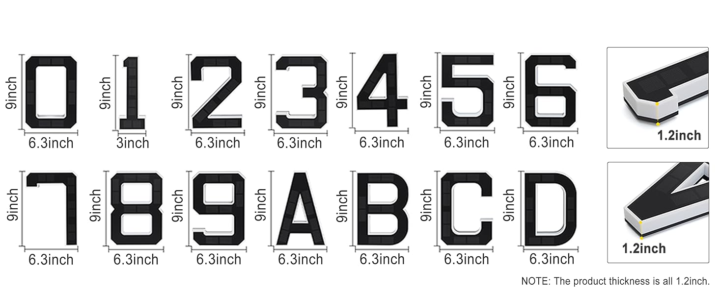 ISUNMEA Solar Lighted House Numbers 9 Inch Waterproof LED Address Signs for Outside Modern House Numbers with Large Personalization Options,Decorate your door number, DIY personalisation.Modern Farmhouse Illuminated Sign Light Two Size Options