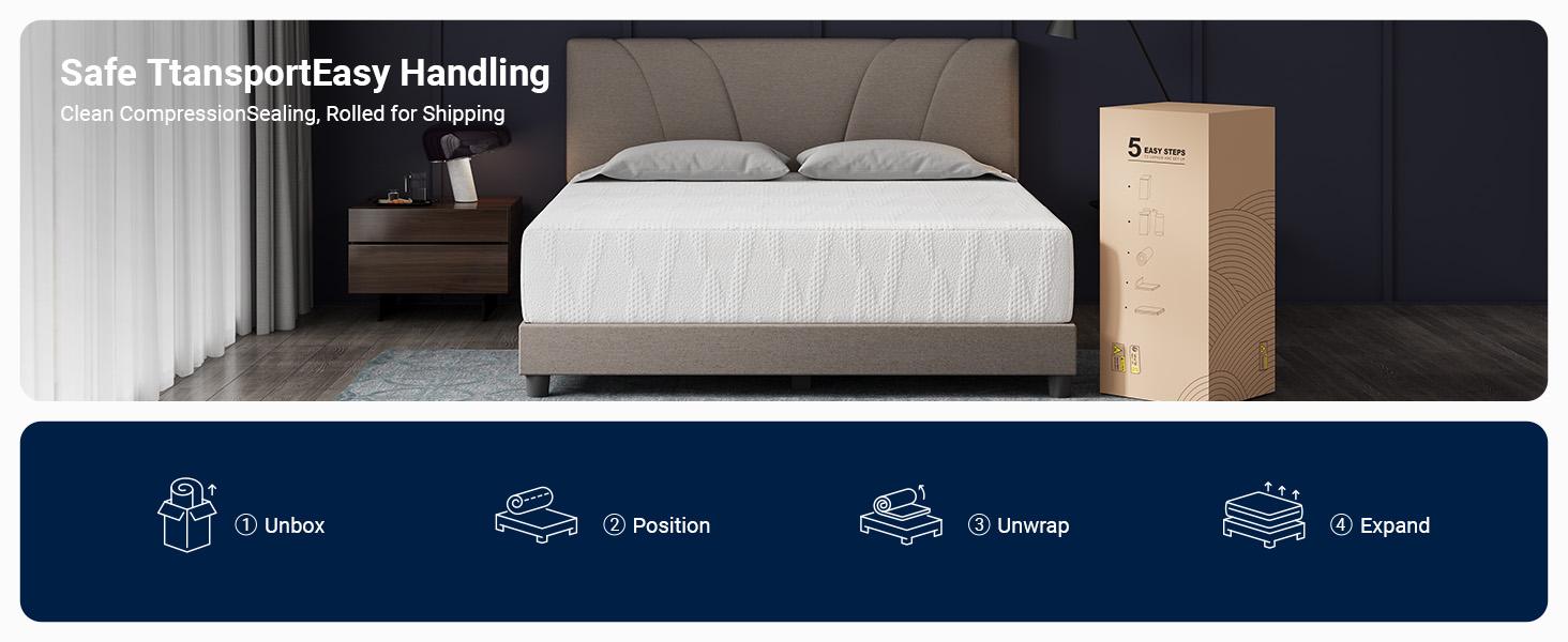 Gel Memory Foam Mattress – Pressure Relief & Motion Isolation, Breathable Medium Firm Comfort  5/6/8/10/12/14 Inch Twin/Full/Queen/King Mattress