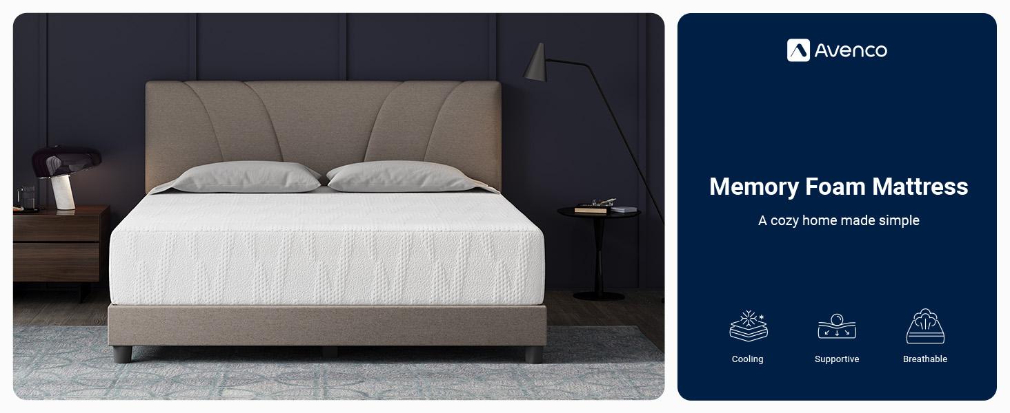Gel Memory Foam Mattress – Pressure Relief & Motion Isolation, Breathable Medium Firm Comfort  5/6/8/10/12/14 Inch Twin/Full/Queen/King Mattress