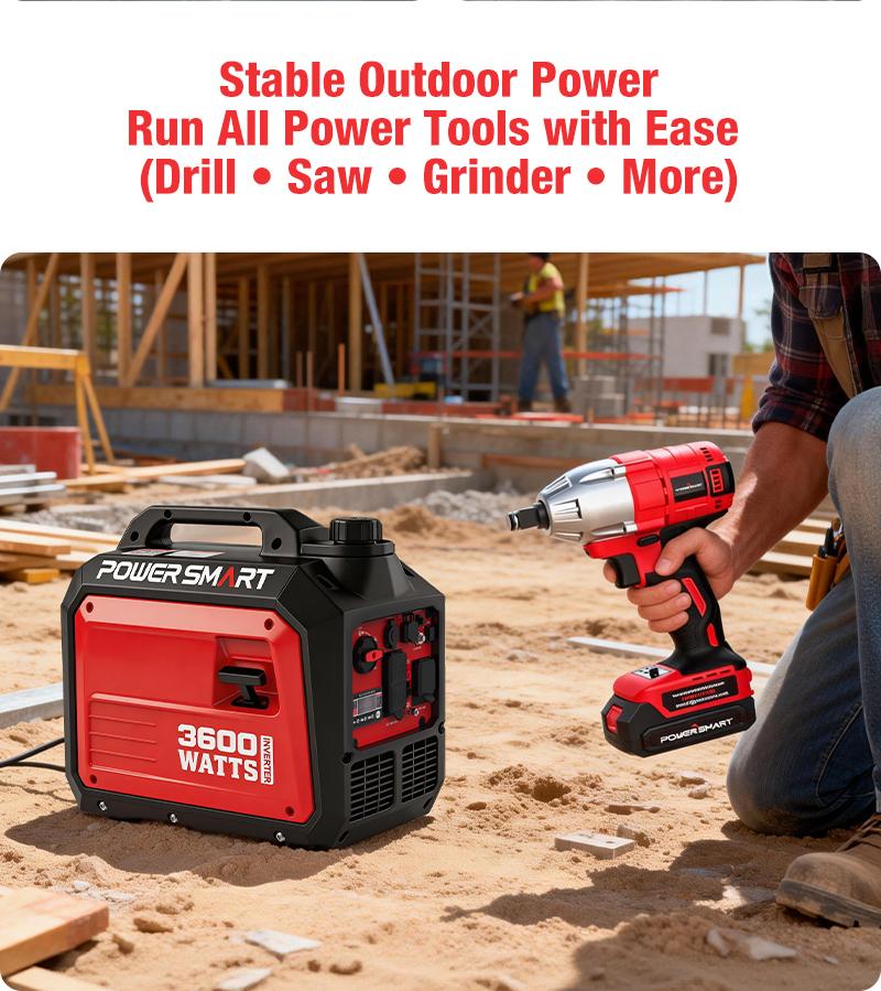 PowerSmart 3600 Watt Quiet Portable Inverter Generator, Storm Weather, RV Ready 30A Outlet, Parallel Capable, Emergency Use Camping, EPA Compliant,Hurricane, Emergency,Safe & Long-lasting usage, DB5035/DL5035C, generators for house power