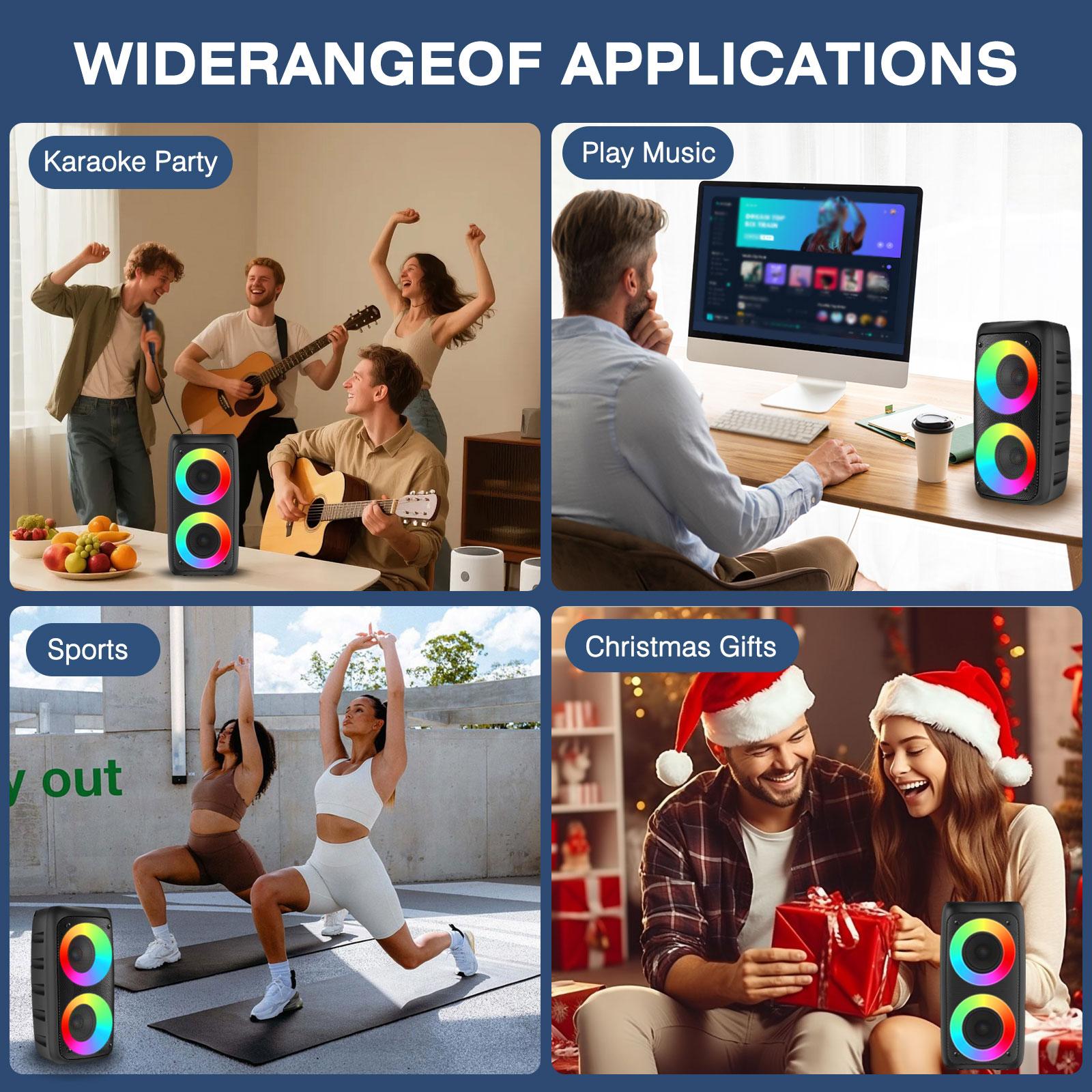 Portable Outdoor Wireless Bluetooth Speaker High-Volume  Player Adult Portable Sound System with TF Card Support TWS USB AUX Type-C Charging PA System Singing  Speaker Ideal for Parties, Discos, Indoor Dance Music, Outdoor Camping Audio Karaoke btspeaker