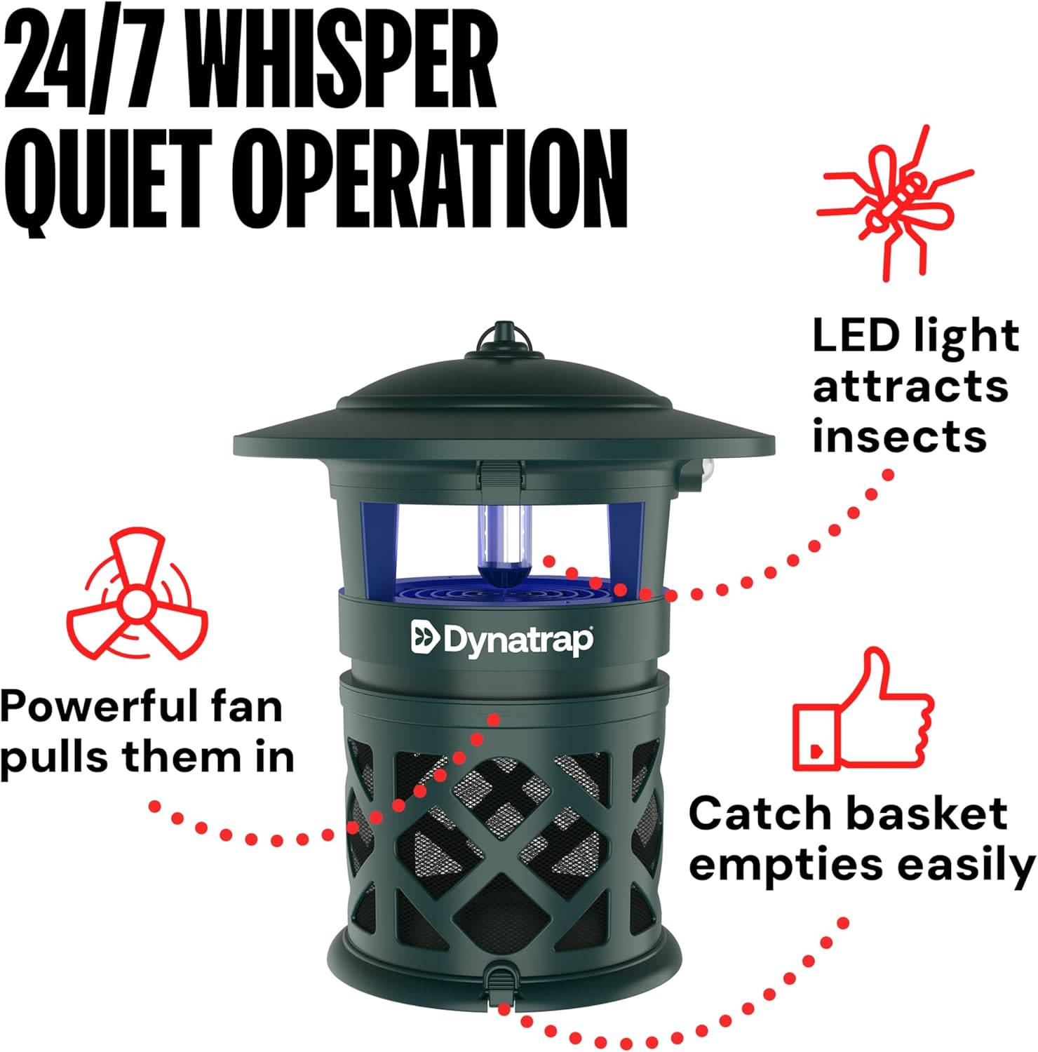Mosquito & Flying Insect Killer for 1 Acre – Kills Flies, Gnats, Wasps - Bug Zapper Alternative - Black
