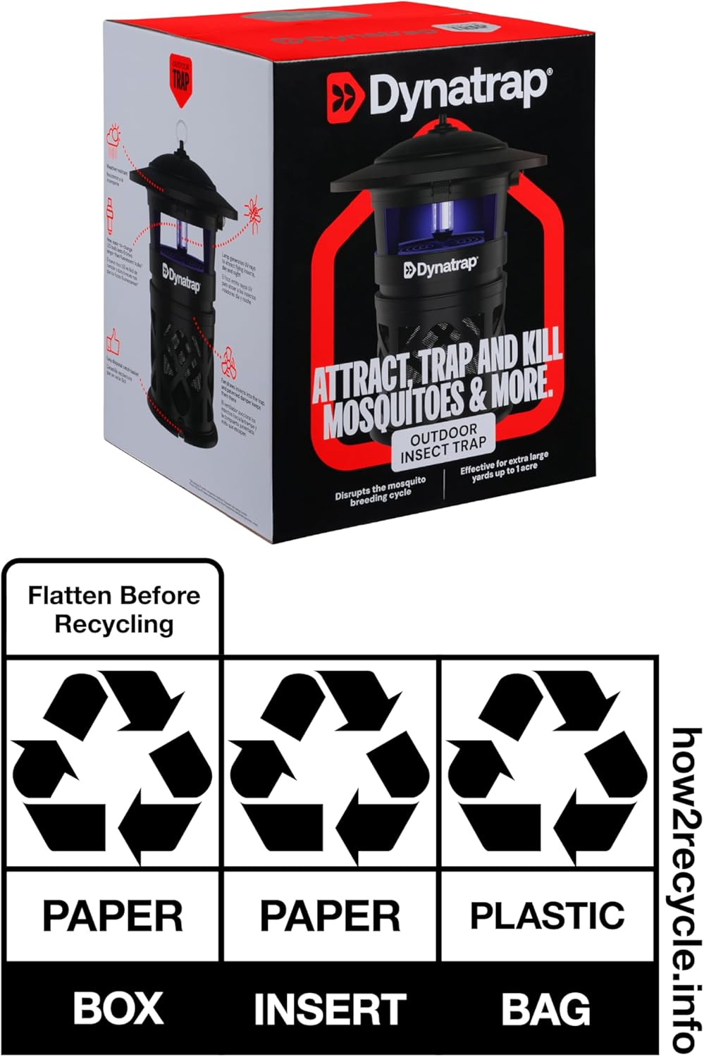 Mosquito & Flying Insect Killer for 1 Acre – Kills Flies, Gnats, Wasps - Bug Zapper Alternative - Black