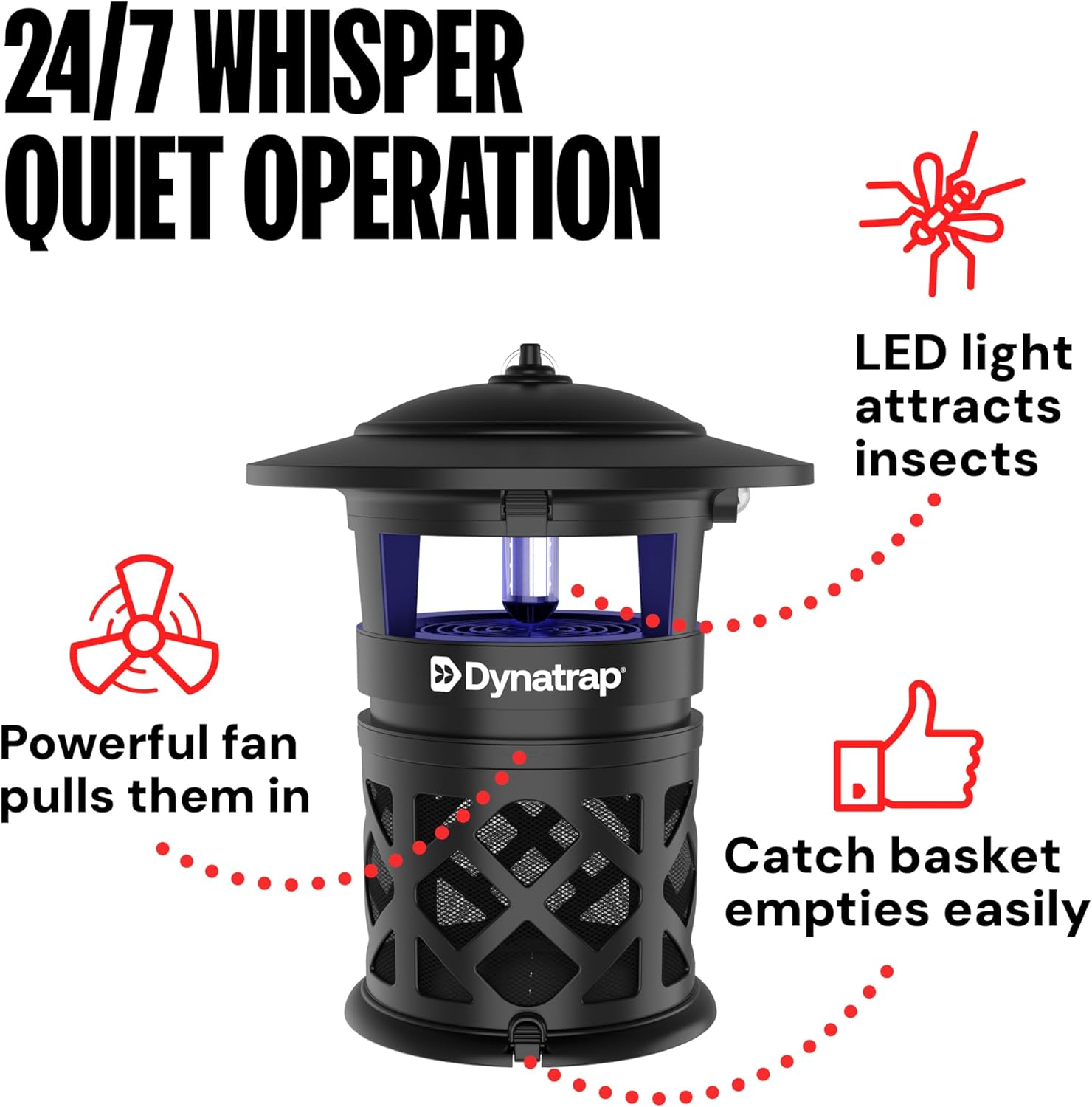 Mosquito & Flying Insect Killer for 1 Acre – Kills Flies, Gnats, Wasps - Bug Zapper Alternative - Black
