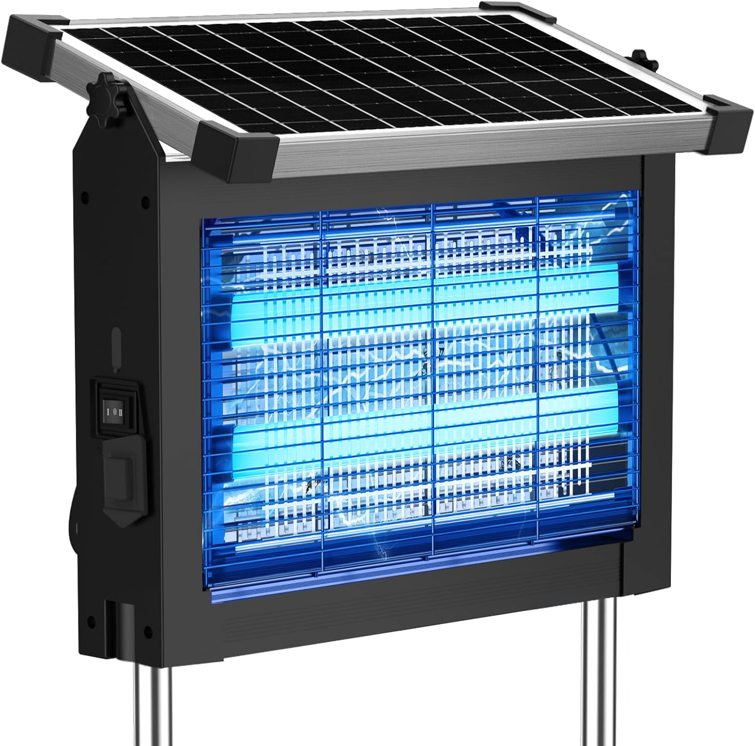 Solar Bug Zapper Outdoor, Wireless Portable Camping Mosquito Zapper with Panel Sensor, Fly Traps with 10FT Extension Cord, Fly Zapper, Mosquito Killer, Electric Trap Ideal for Home, Patio, Backyard