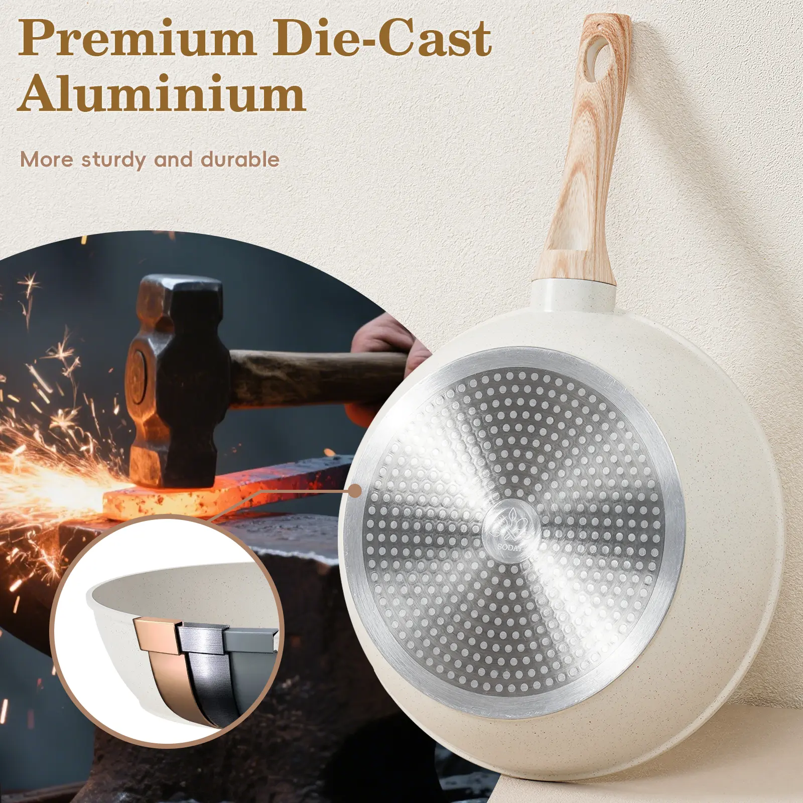 ⭐Juego de utensilios de cocina antiadherentes SODAY, juego de 12 piezas, juego de cocina antiadherente no tóxico y saludable, que incluye sartén, olla para guisos, tapa de vidrio, etc., utensilios de cocina, ¡oferta especial!