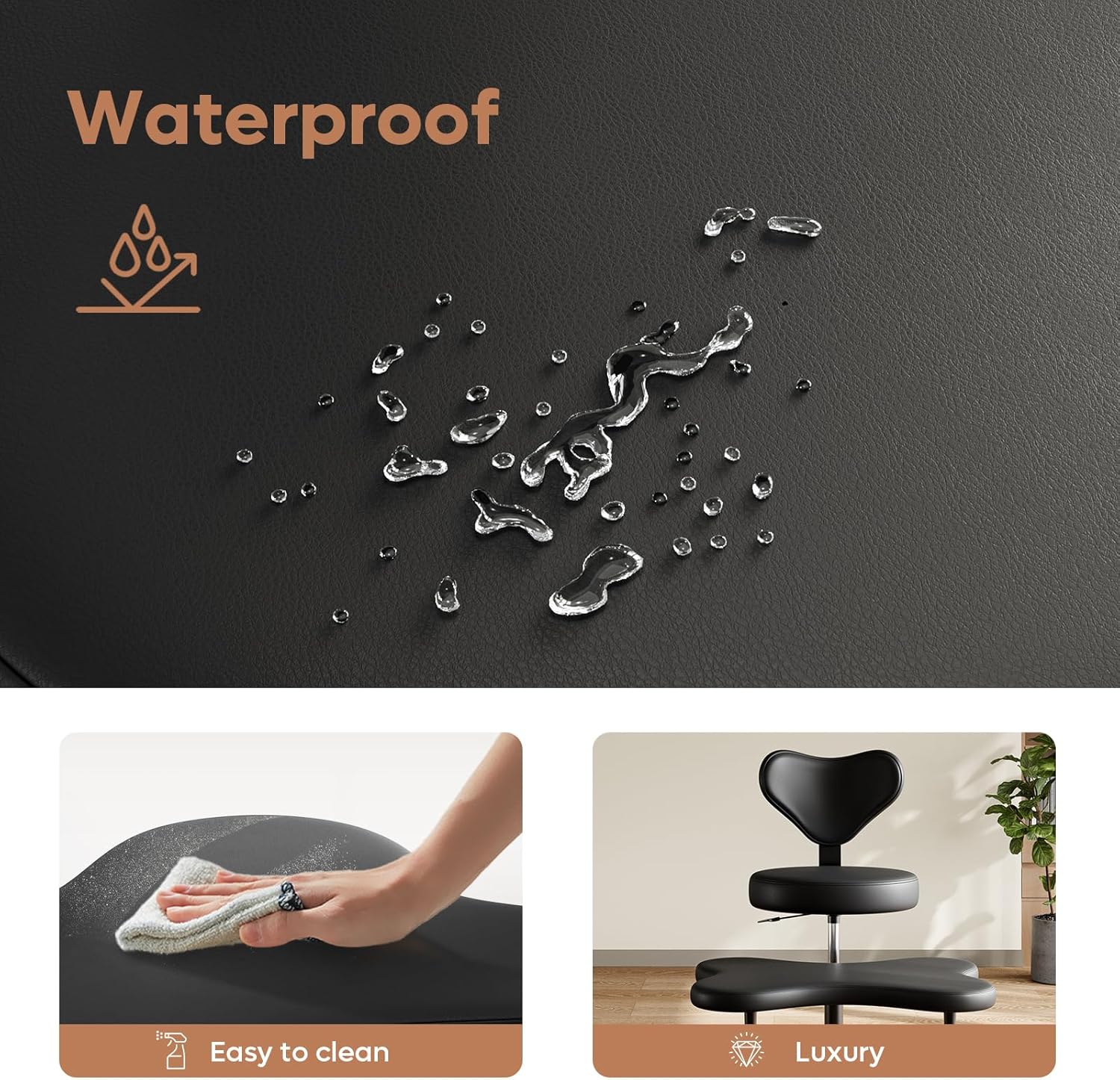 Ergonomic Cross Legged Chair, 360° Swivel Meditation Chair with Wheels, Height Adjustable Seat for ADHD, Strong Lumbar Support, Chic Home Office Furniture, Teddy Fabric, Off White