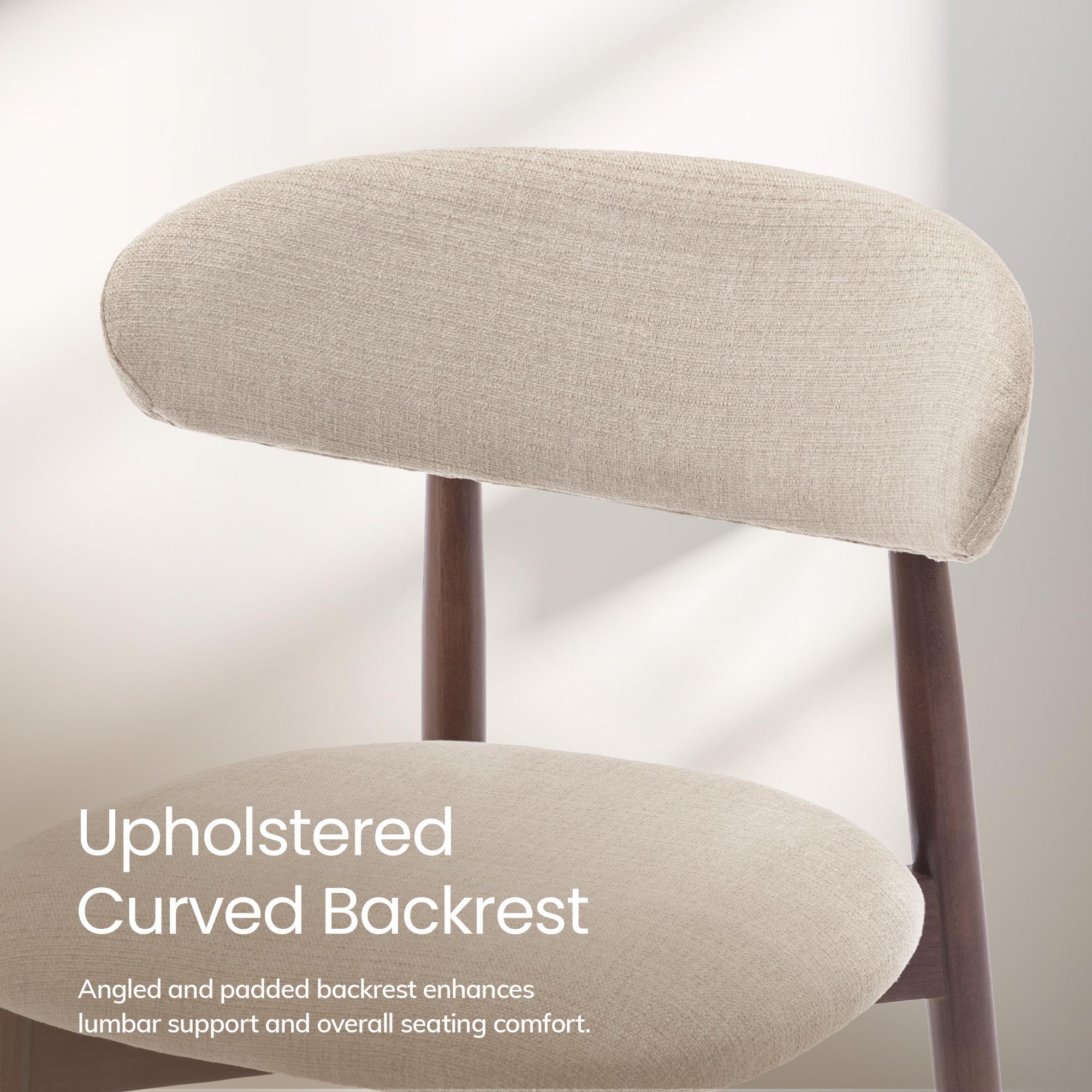 COLAMY NOYA Dining Chair Modern Upholstered Wood - High-Quality Fabric Finish Natural Wood Frame Ergonomic Backrest Design, Indoor Furniture