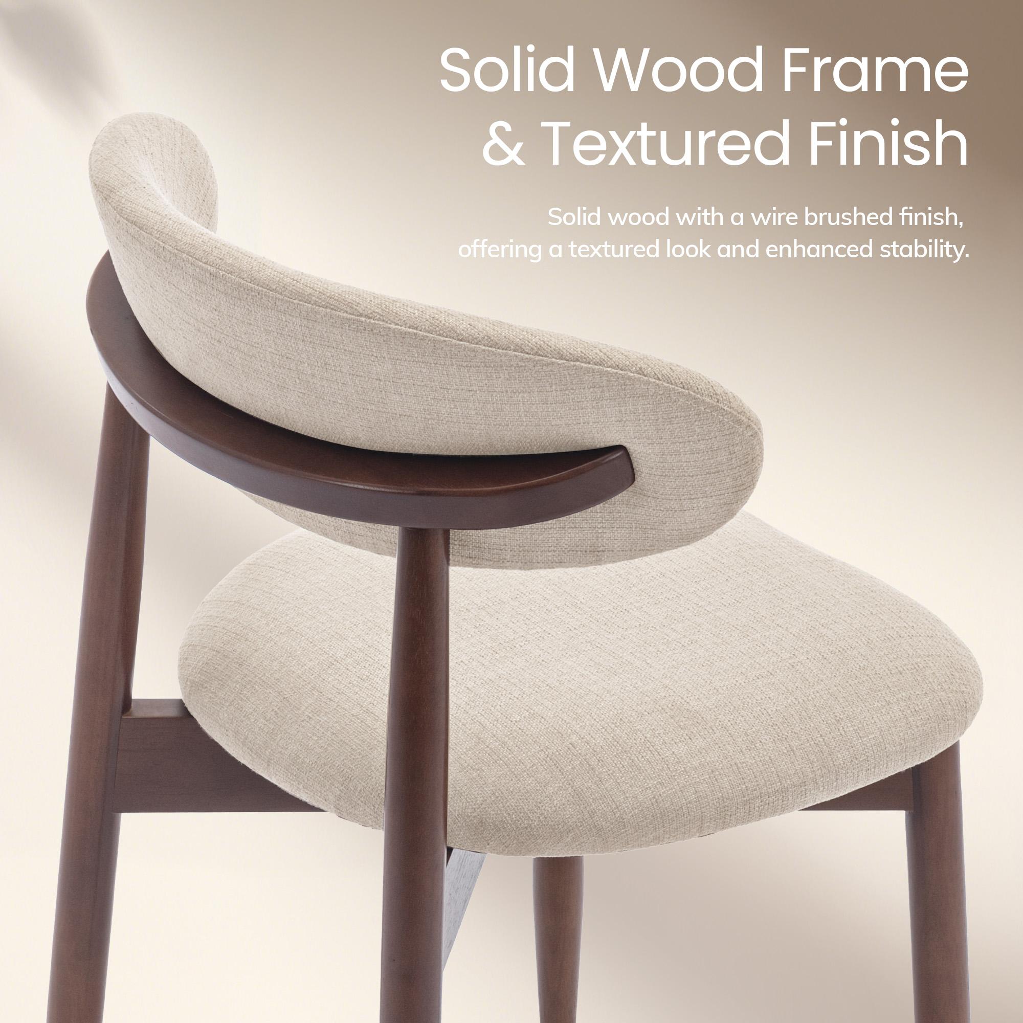 COLAMY NOYA Dining Chair Modern Upholstered Wood - High-Quality Fabric Finish Natural Wood Frame Ergonomic Backrest Design, Indoor Furniture