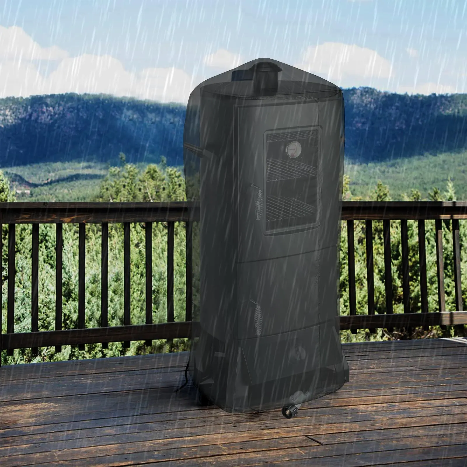 🔥Juego de ahumador vertical de propano MBY (con cubierta antipolvo): una parrilla y ahumador de doble propósito con una rejilla de ahumado extraíble de tres niveles.