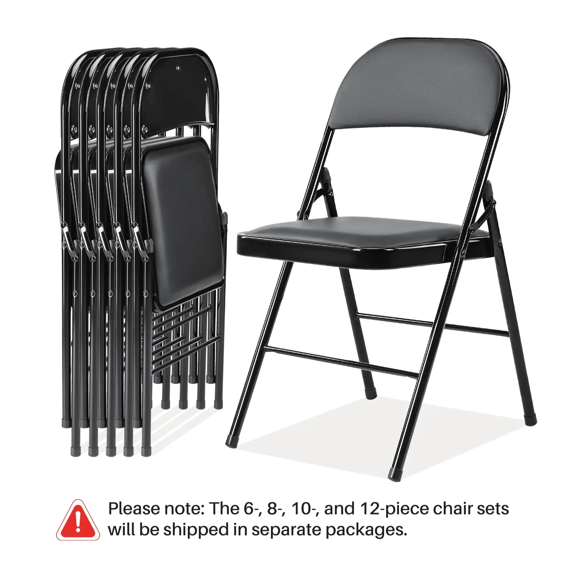 【Paquete económico】 Silla plegable con asiento acolchado en piel, estructura metálica robusta, asiento versátil para uso en interiores y exteriores.