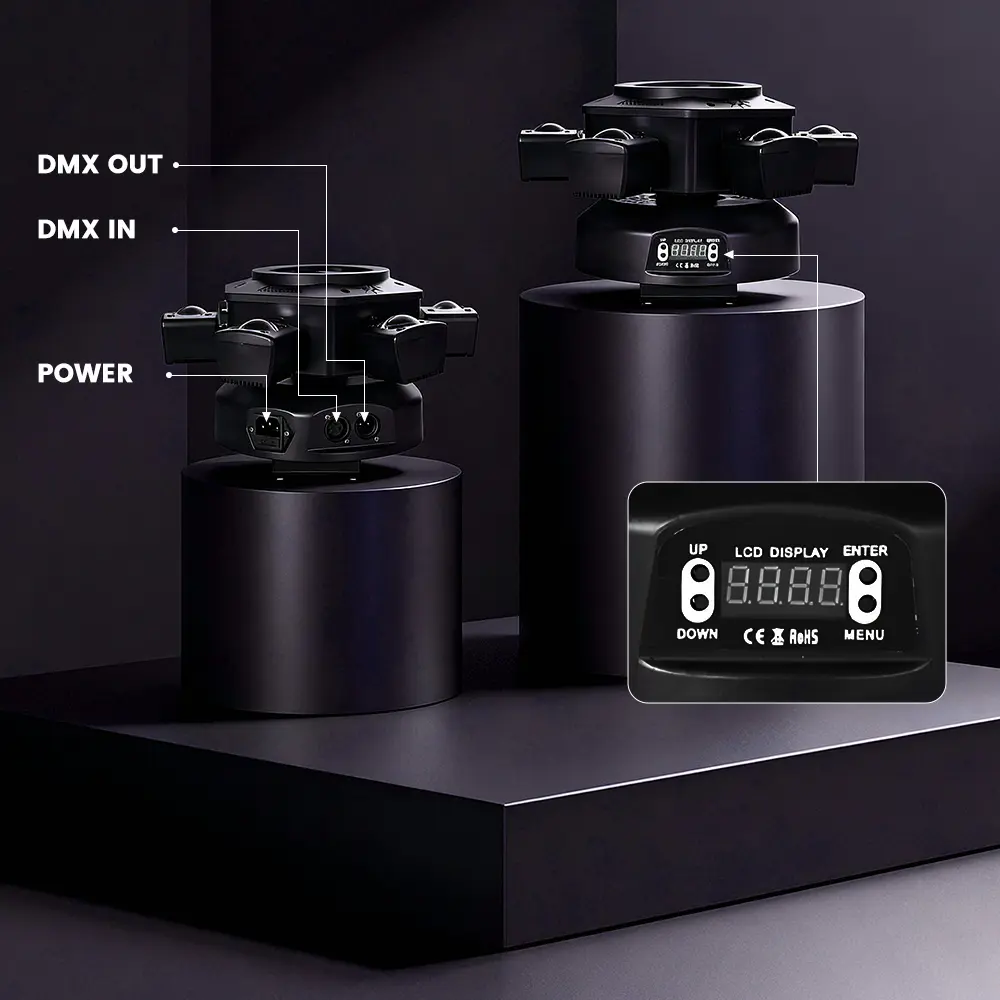 Moving Head Dj Lights for Parties, Stage Light 6-in-1 LED RGBW 6 Arms DJ Lights for Parties Support DMX-512 & Sound Activated, Stage Light for Party