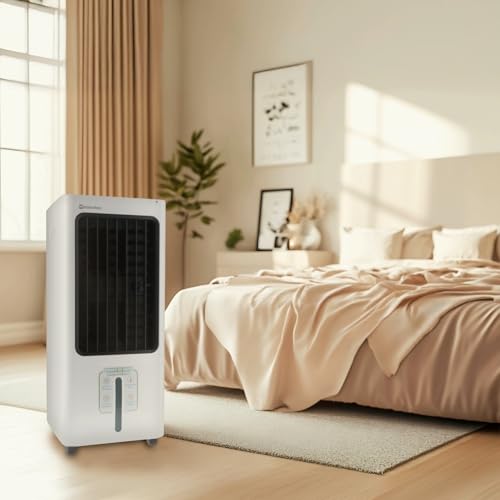 Enfriador de aire evaporativo portátil (4800 m³/h, blanco, 30 L, control remoto, silencioso, 100 W, ahorro de energía): adecuado para hogares, oficinas y áreas exteriores cubiertas.