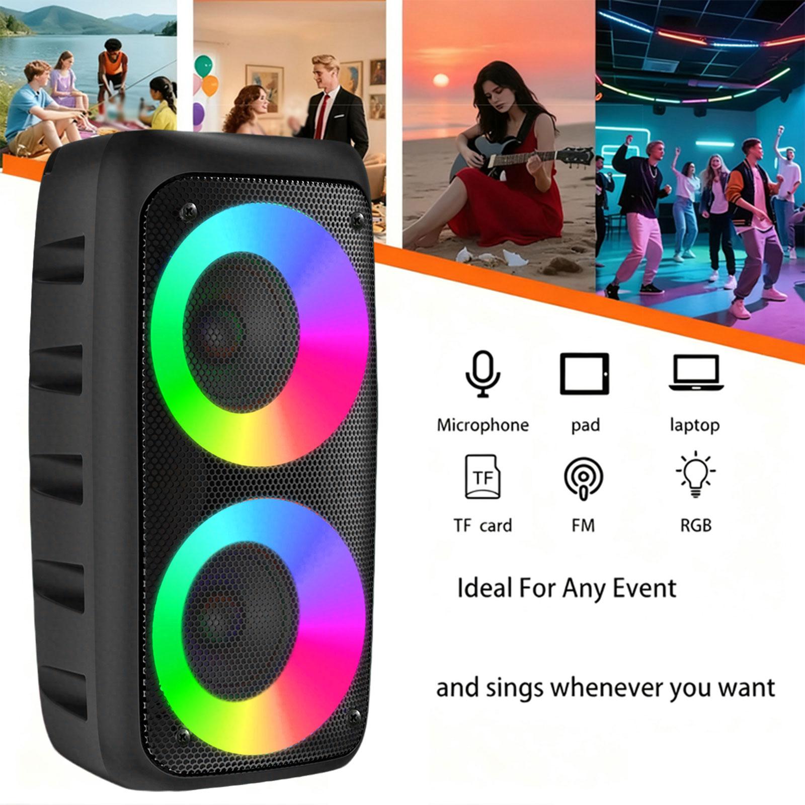 Portable Outdoor Wireless Bluetooth Speaker High-Volume  Player Adult Portable Sound System with TF Card Support TWS USB AUX Type-C Charging PA System Singing  Speaker Ideal for Parties, Discos, Indoor Dance Music, Outdoor Camping Audio Karaoke btspeaker