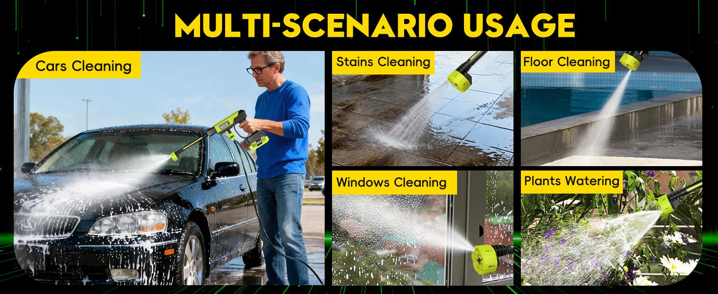 SEESE Cordless Pressure Washer and Single Port Charger Base, Bottle Portable Washer for Car,Home Cleaning & Garden Watering
