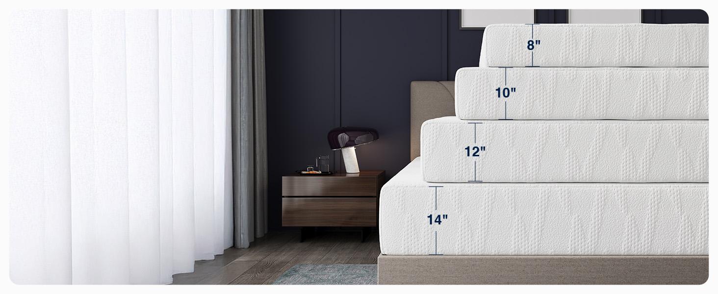 Gel Memory Foam Mattress – Pressure Relief & Motion Isolation, Breathable Medium Firm Comfort  5/6/8/10/12/14 Inch Twin/Full/Queen/King Mattress
