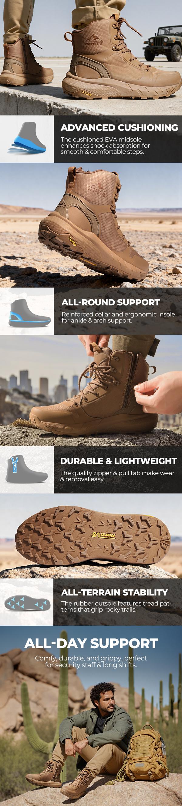 【summervibes】NORTIV 8 Metrostrike Men's Tactical Boots Lightweight Comfortable All-Day Work Boots with Side Zipper for Motorcycle Combat Hiking 8 Inches Safety Outdoor Shoes - Footwear