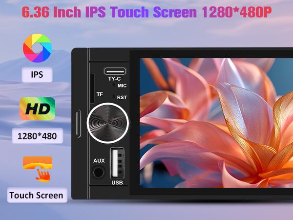 Junsun Single DIN Car Stereo with CarPlay and Android Auto, Radio 1 din with Reversing Camera FM Type-C Port Function