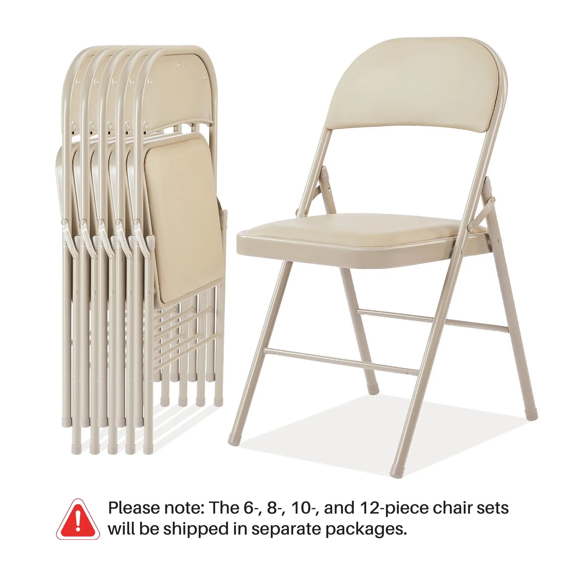 【Paquete económico】 Silla plegable con asiento acolchado en piel, estructura metálica robusta, asiento versátil para uso en interiores y exteriores.