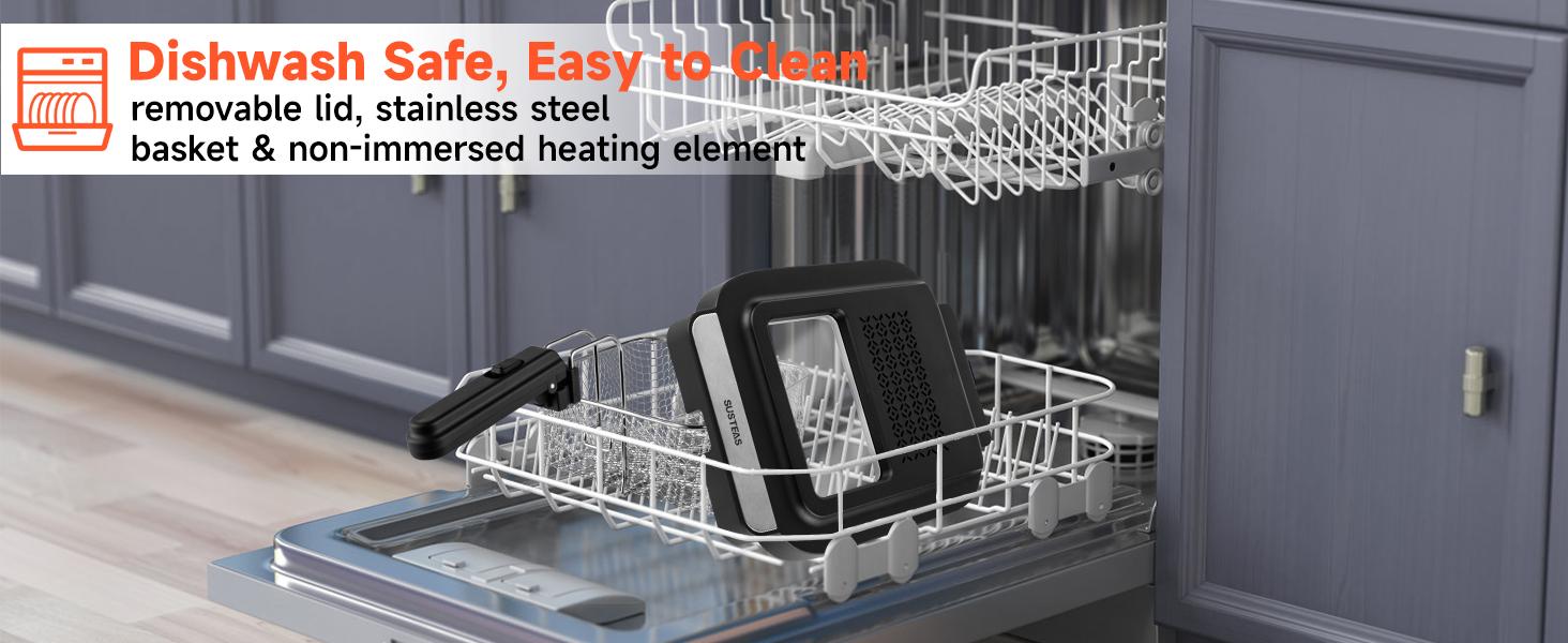 SUSTEAS Deep Fryer with Basket, 1500W Electric Deep Fryer, Temperature Control, Removable Lid, 2.6QT Non-Stick Inner Pot, Easy to Clean Cooker Springtok Cooking Food SUSTEAS Deep Fryer with Basket, 1500W Electric Deep Fryer, Temperature Control, Removable Lid, 2.6QT Non-Stick Inner Pot, Easy to Clean Cooker Springtok Cooking Food