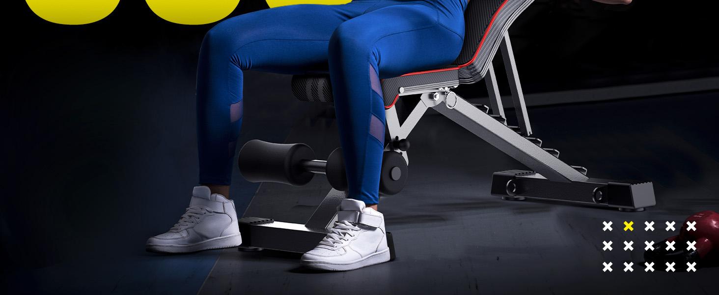 #SummerVibes Yoleo Adjustable Weight Bench, Foldable Workout Bench for Home Gym Full Body Workout Strength Training, Incline Decline Flat Utility Bench with Quick Adjustment