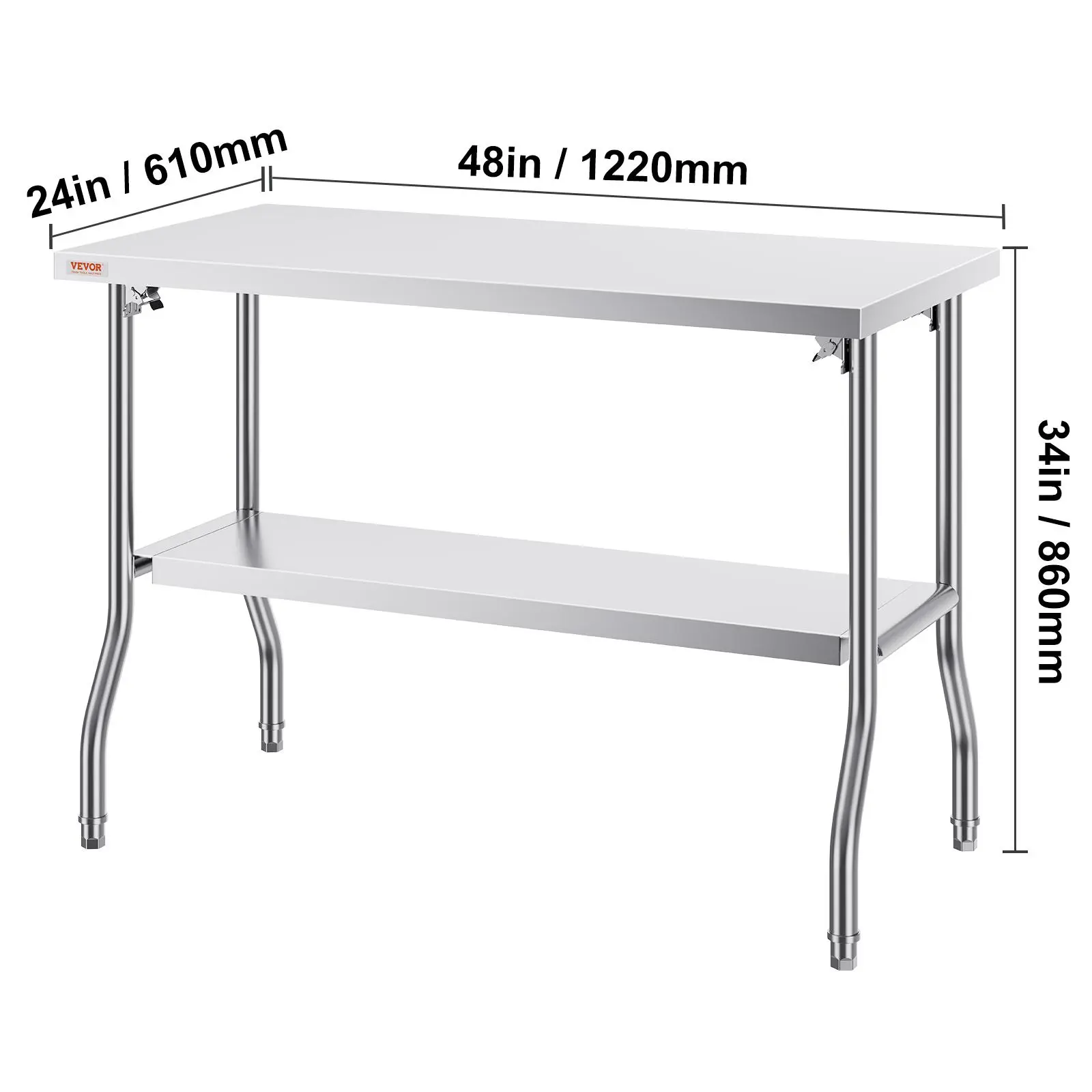 Mesa plegable comercial para preparación de alimentos, estación de trabajo comercial de 48 x 24 pulgadas (capacidad de carga de hasta 300 libras) 🔥 Compre 1 y llévese 1 gratis
