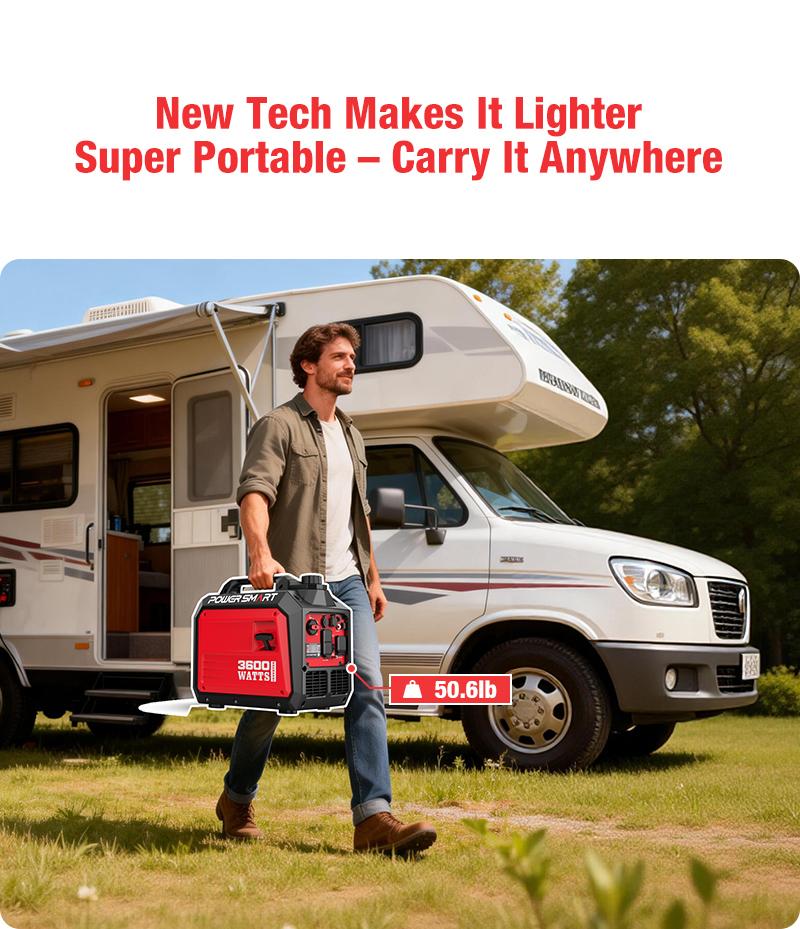 PowerSmart 3600 Watt Quiet Portable Inverter Generator, Storm Weather, RV Ready 30A Outlet, Parallel Capable, Emergency Use Camping, EPA Compliant,Hurricane, Emergency,Safe & Long-lasting usage, DB5035/DL5035C, generators for house power
