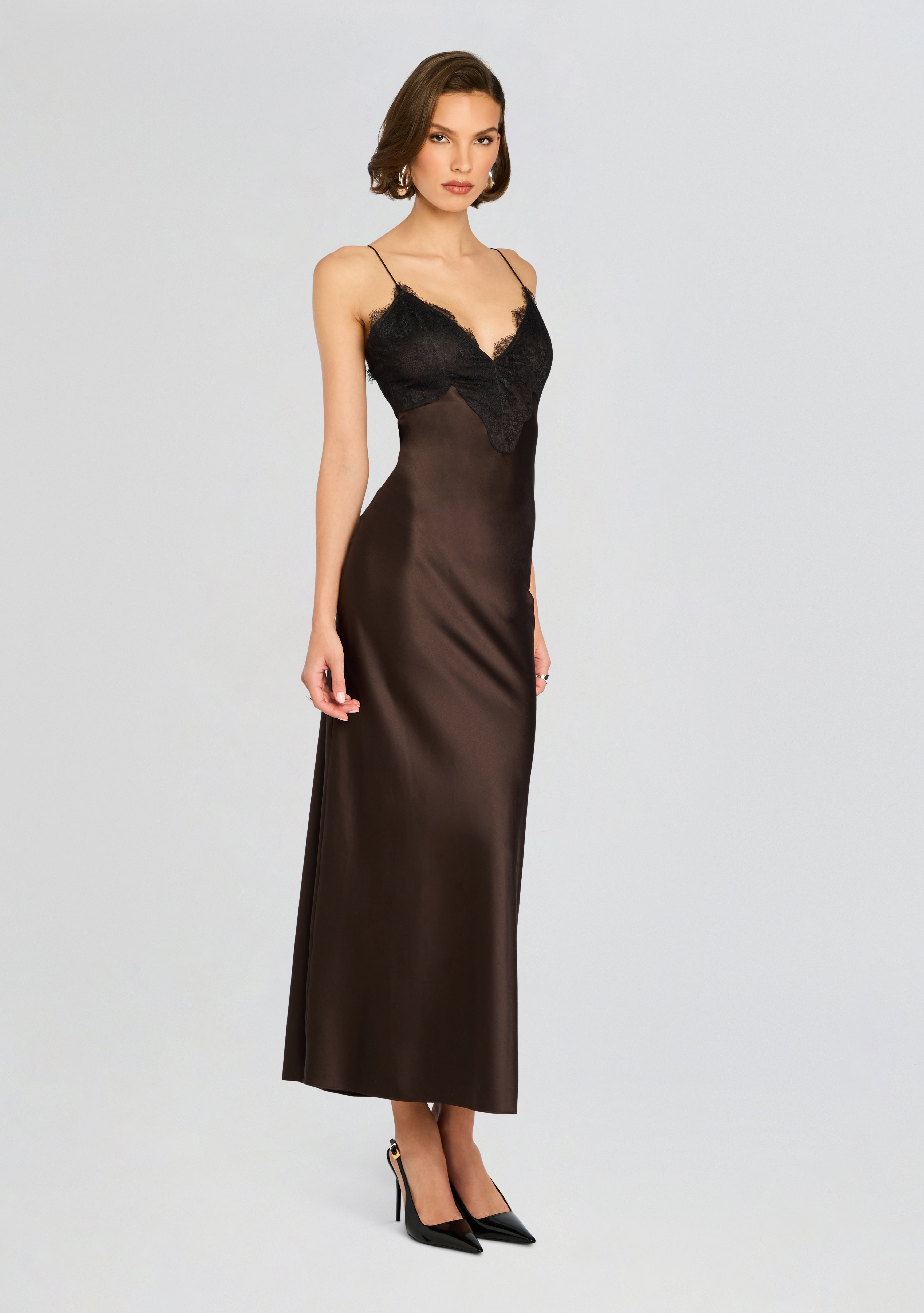 Grenache Satin Maxi Dress-Cup Shy