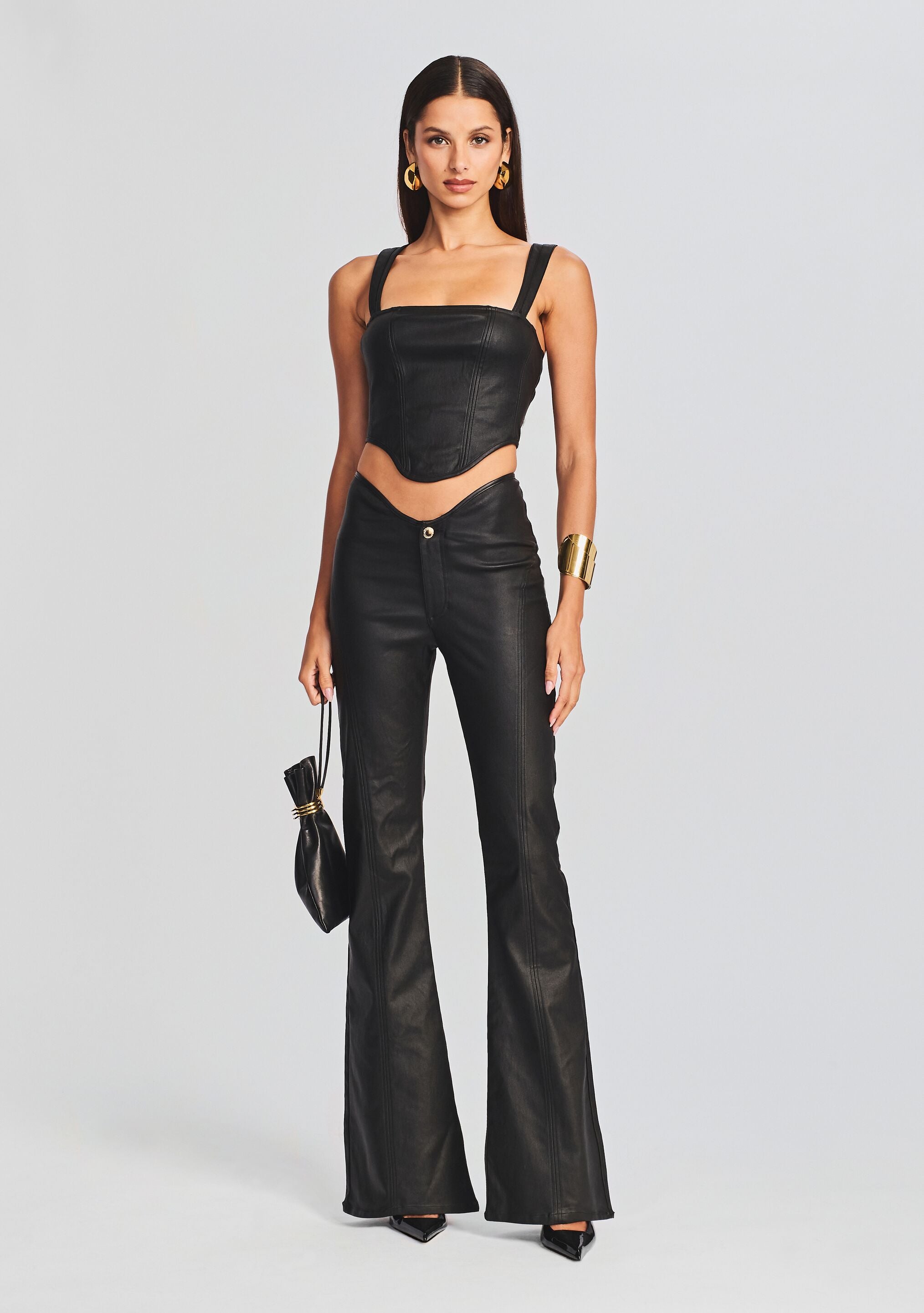 Jaylee Coated Denim Top-Cup Shy