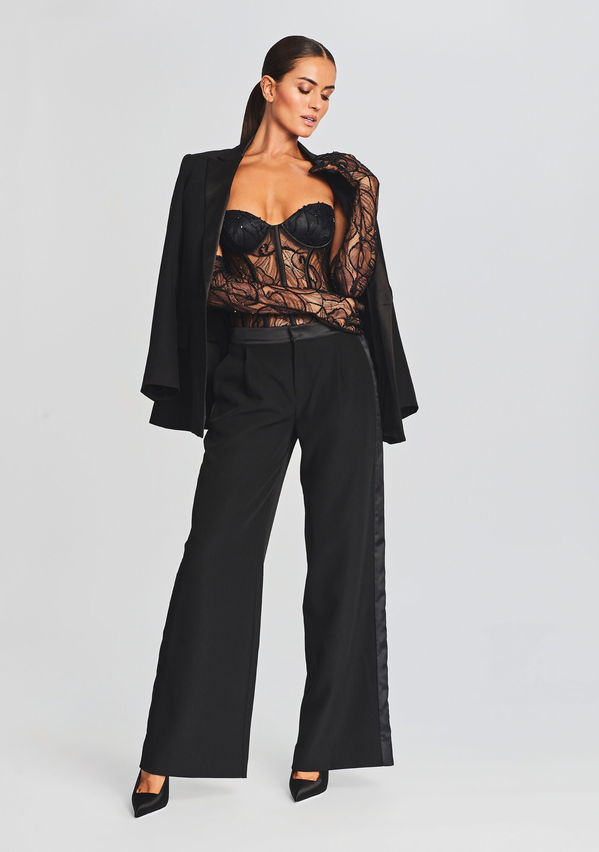 Hailey Embellished Lace Top-Cup Shy