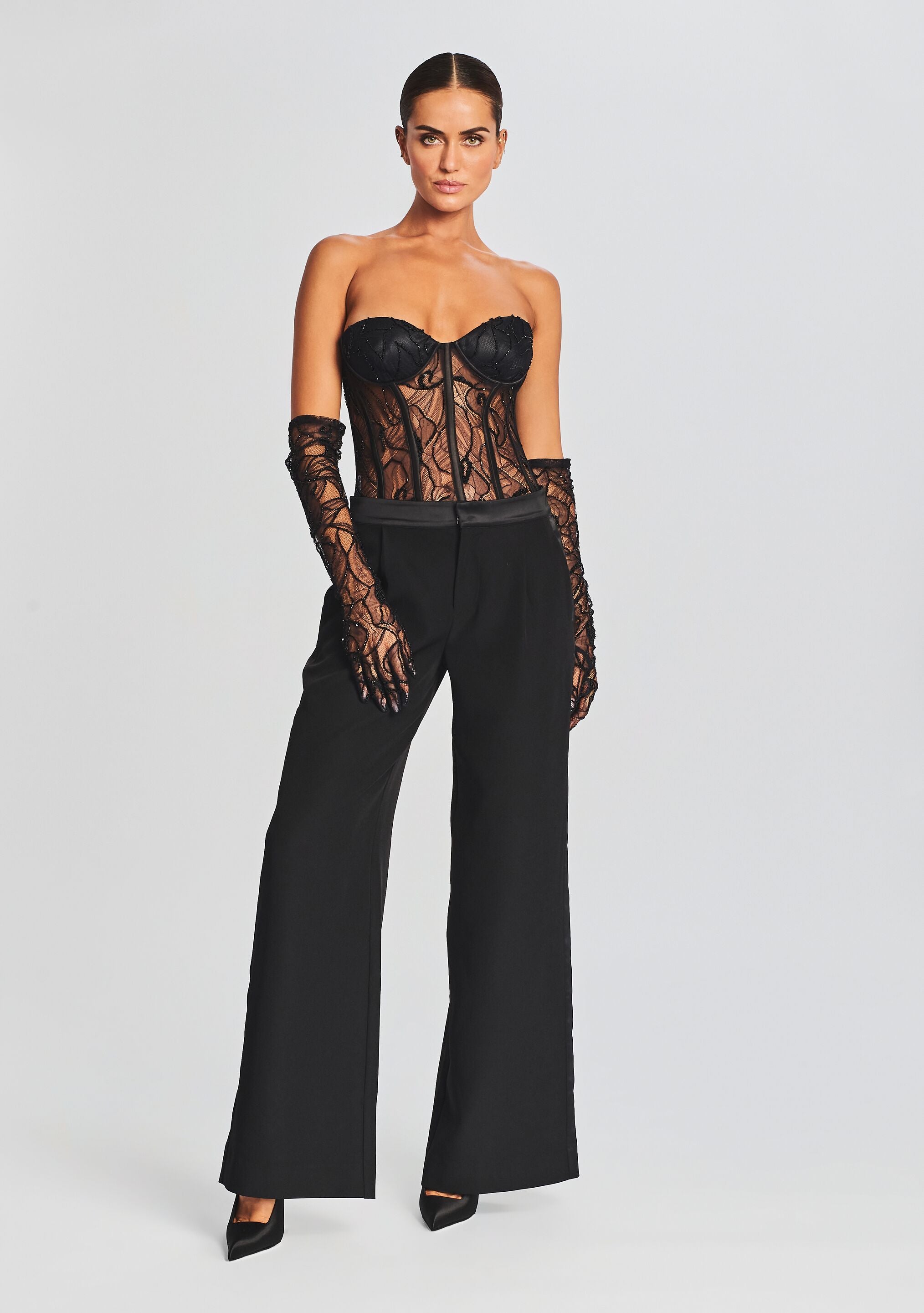 Hailey Embellished Lace Top-Cup Shy
