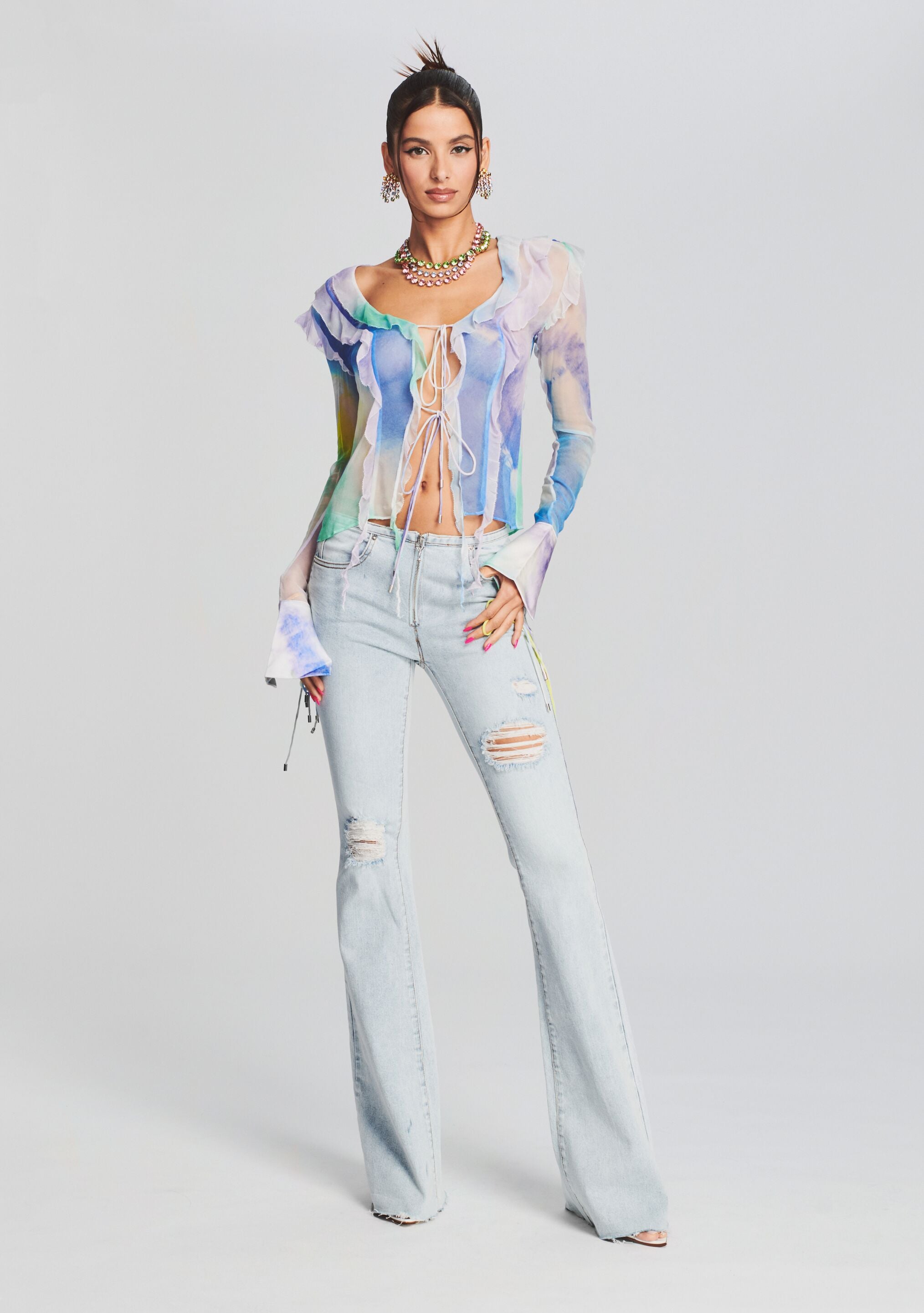 Aviva Silk Chiffon Blouse-Cup Shy