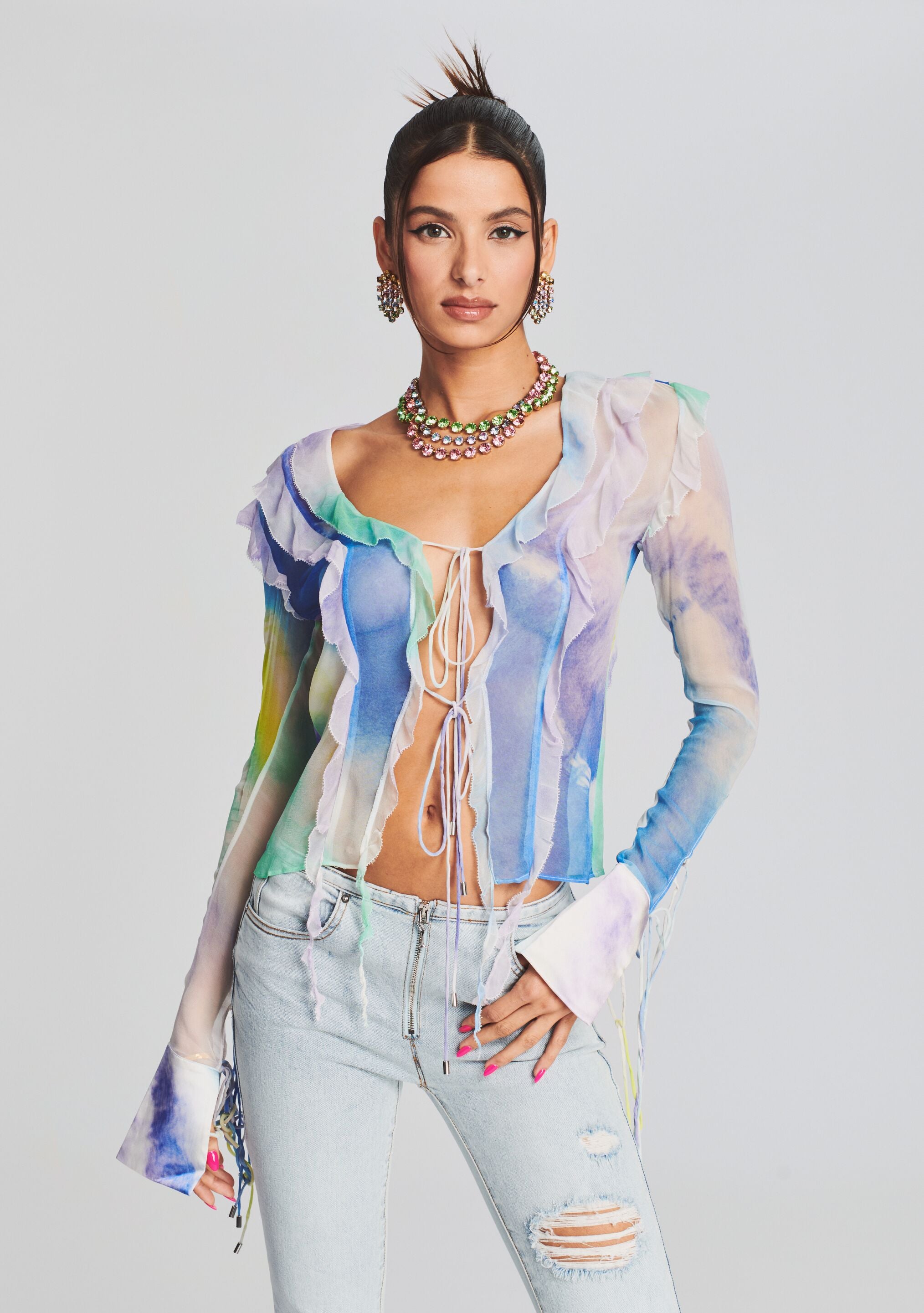 Aviva Silk Chiffon Blouse-Cup Shy