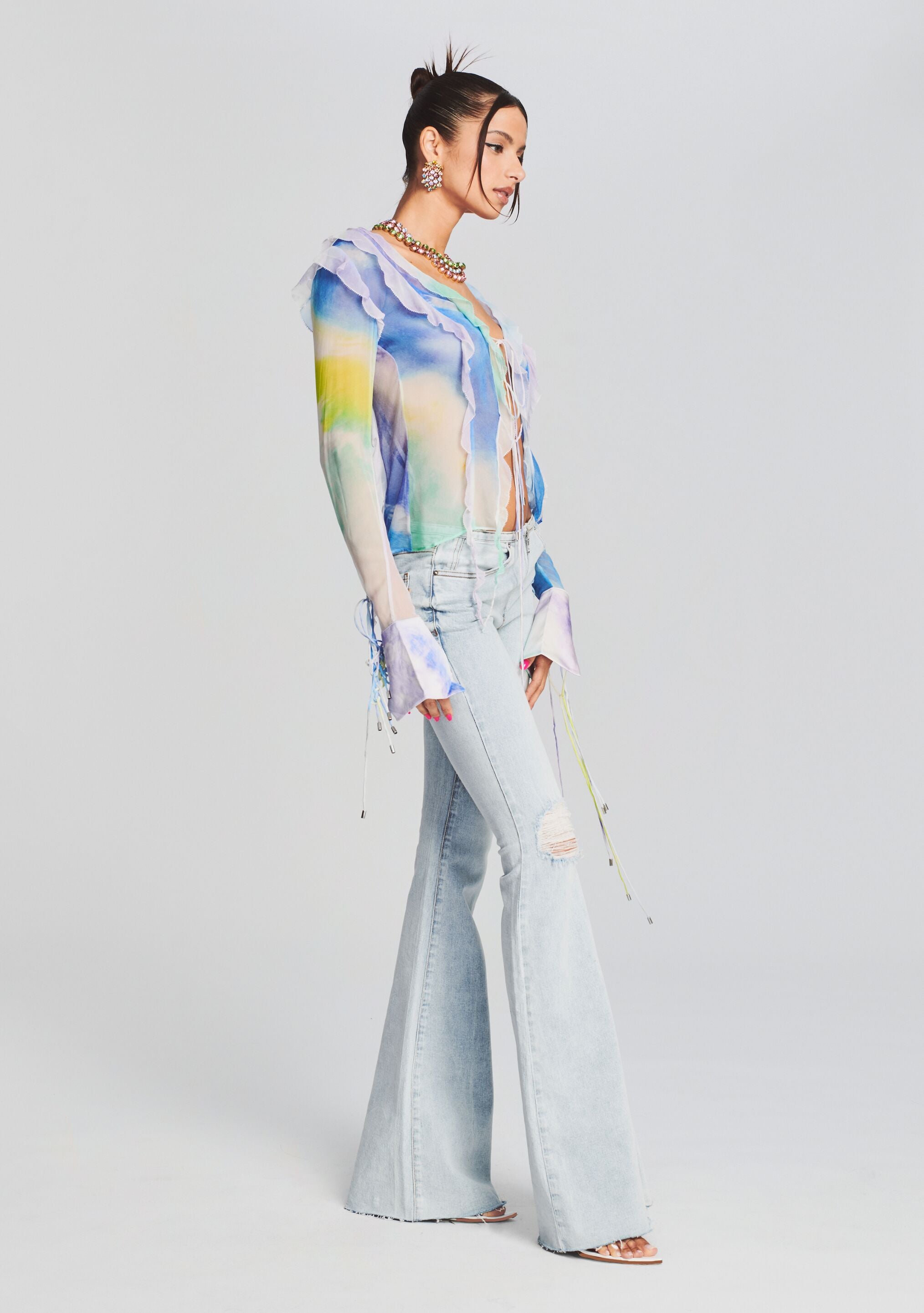Aviva Silk Chiffon Blouse-Cup Shy