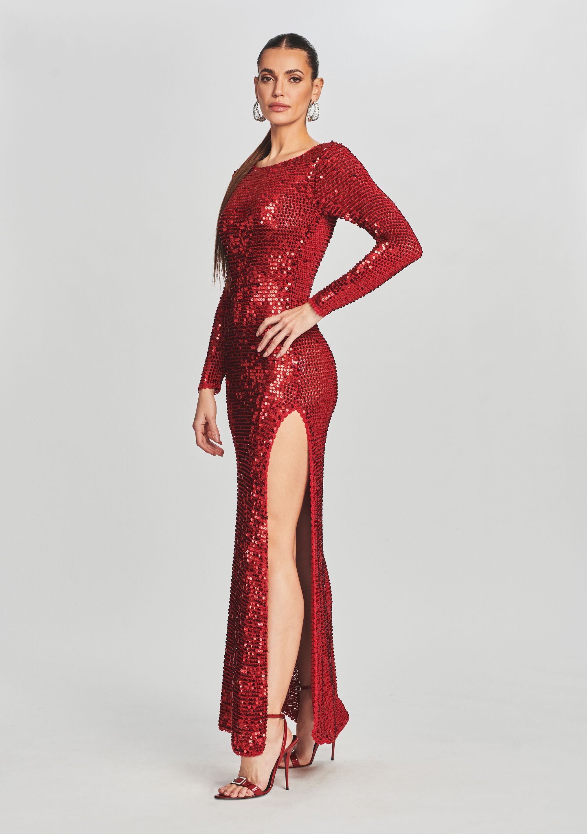 Alexa Sequin Crochet Dress-Cup Shy