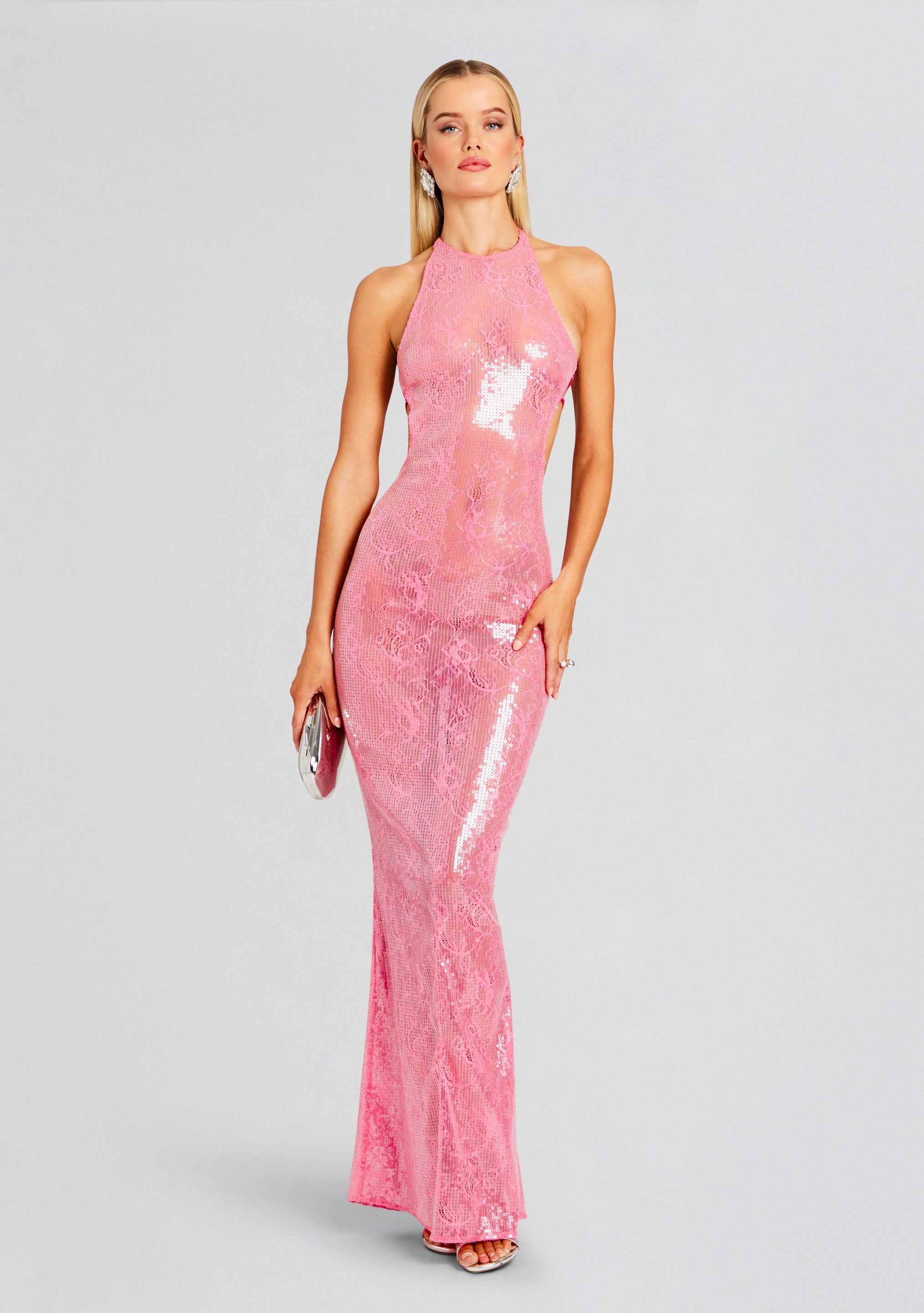 Shivonne Sequin Lace Dress-Cup Shy