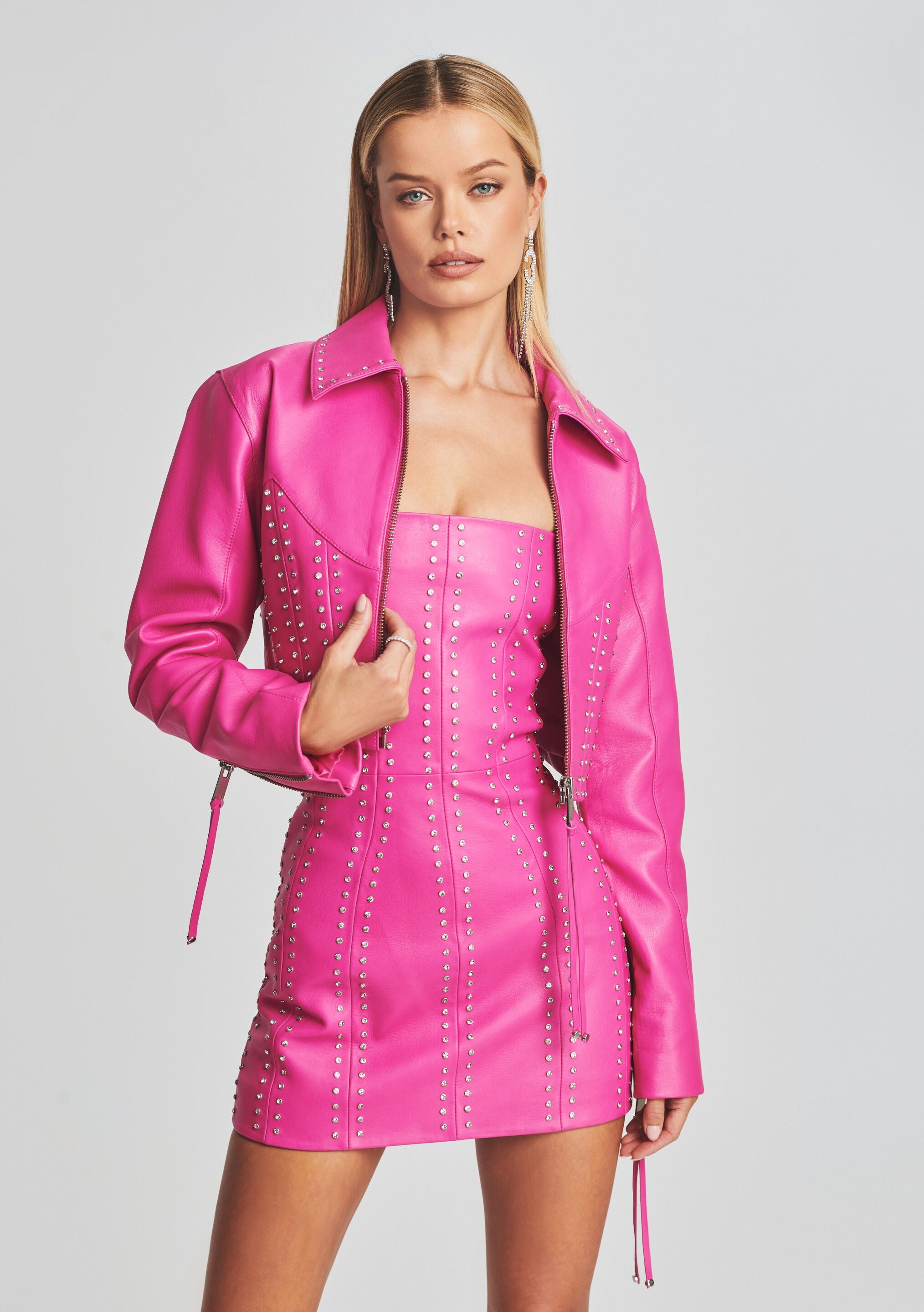 Castor Embellished Leather Jacket-Cup Shy