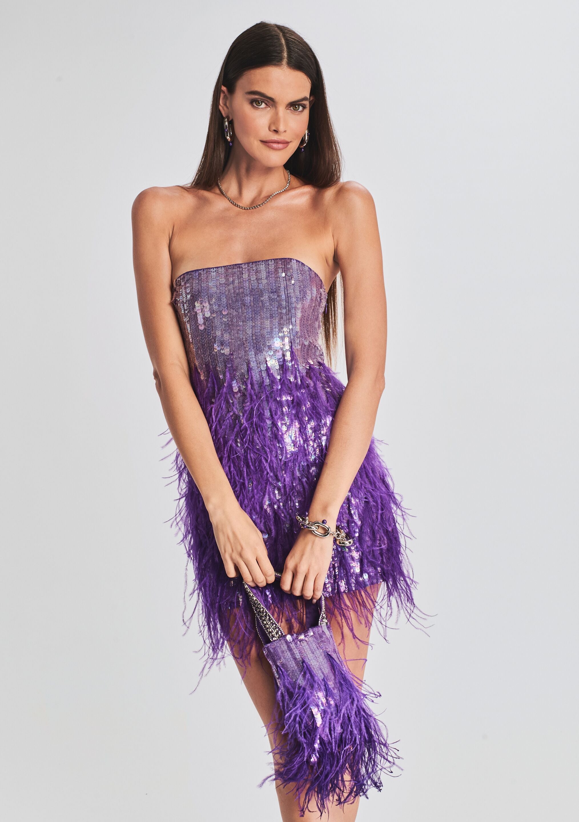 Avery Sequin Feather Bag-Cup Shy