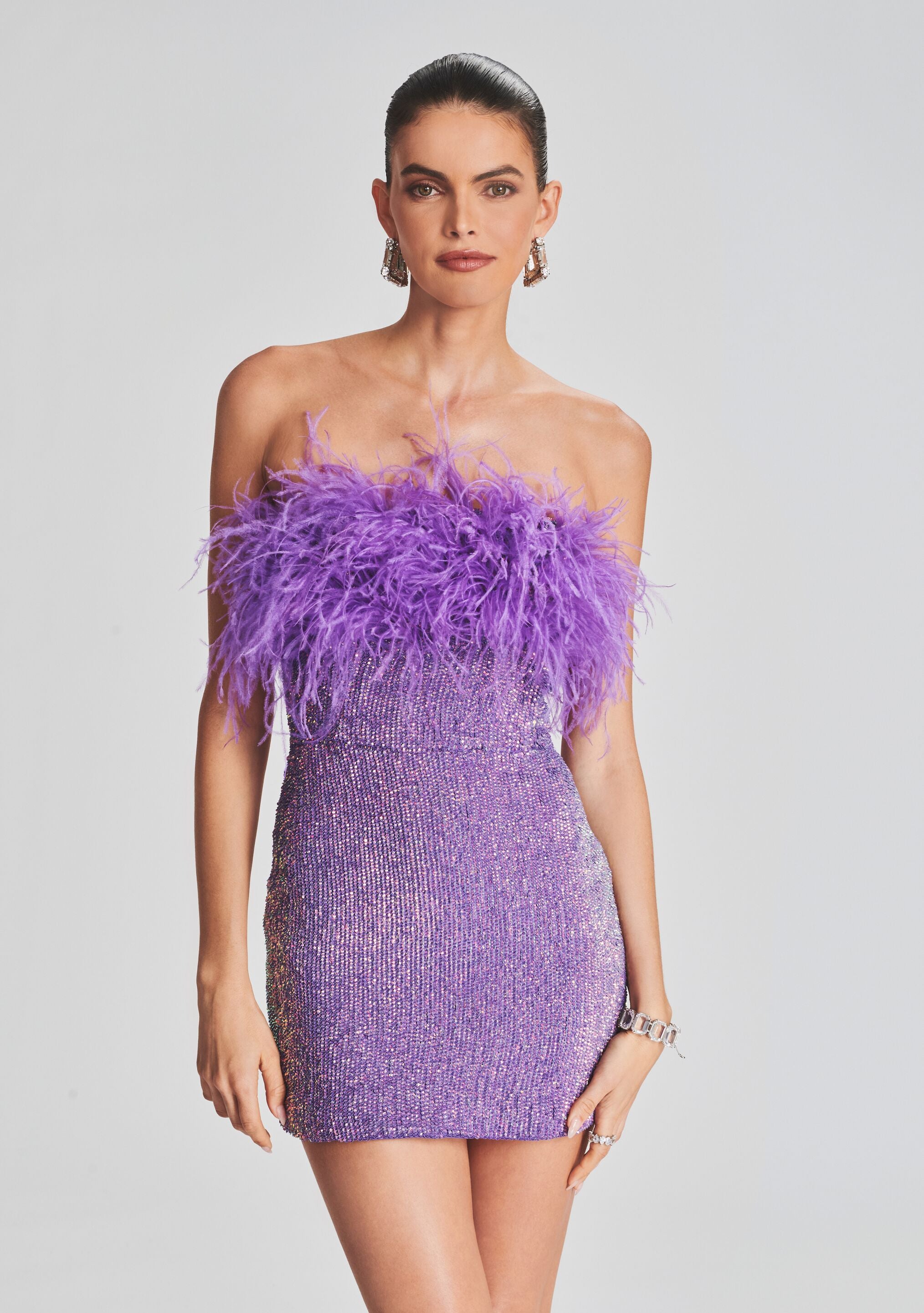 Torin Sequin Feather Dress-Cup Shy