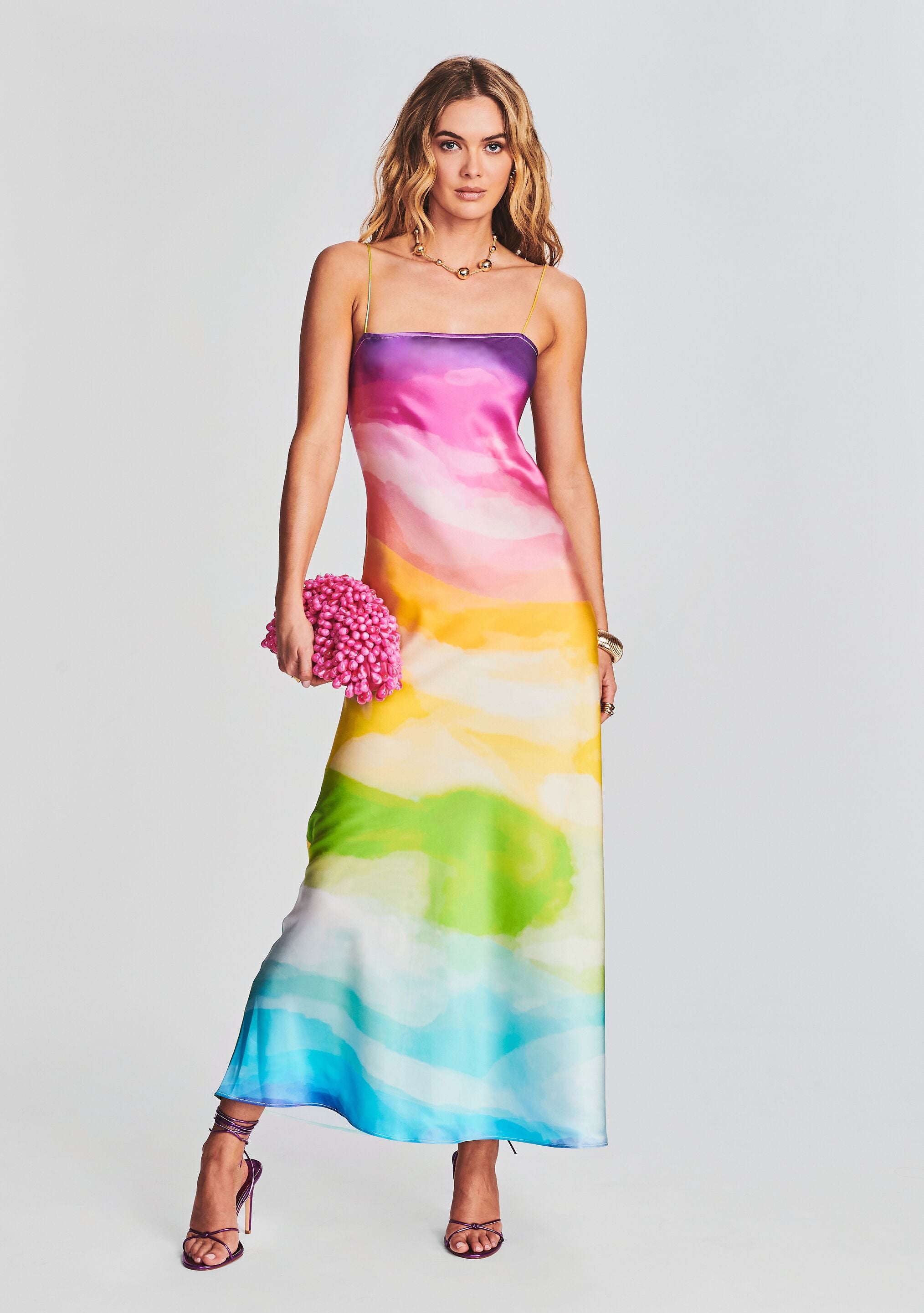 Aimee Silk Long Dress-Cup Shy