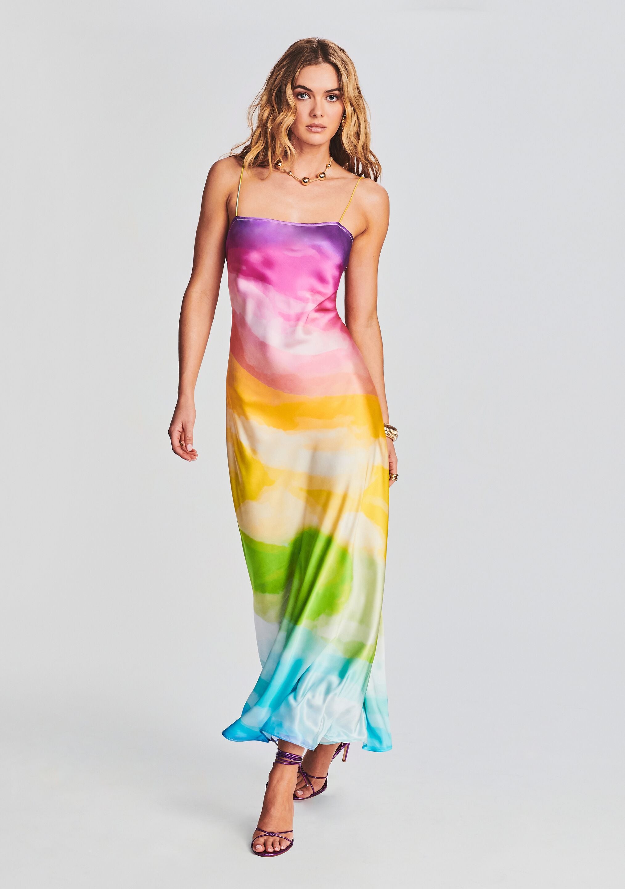 Aimee Silk Long Dress-Cup Shy