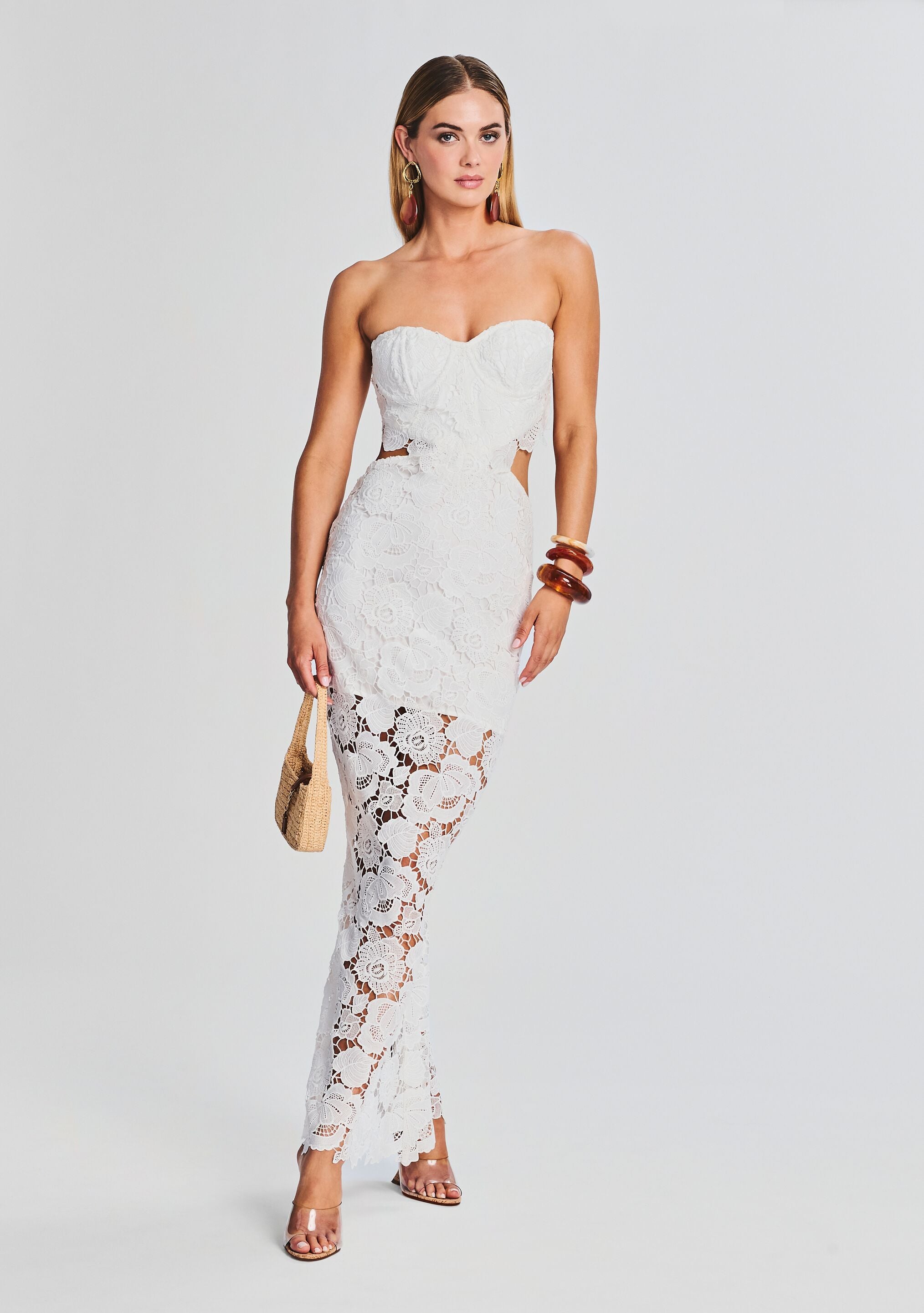 Eliza Lace Maxi Dress-Cup Shy