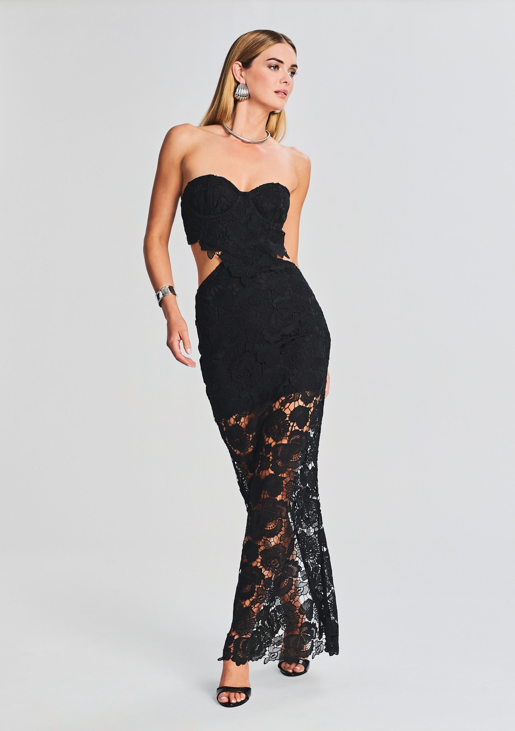 Eliza Lace Maxi Dress-Cup Shy